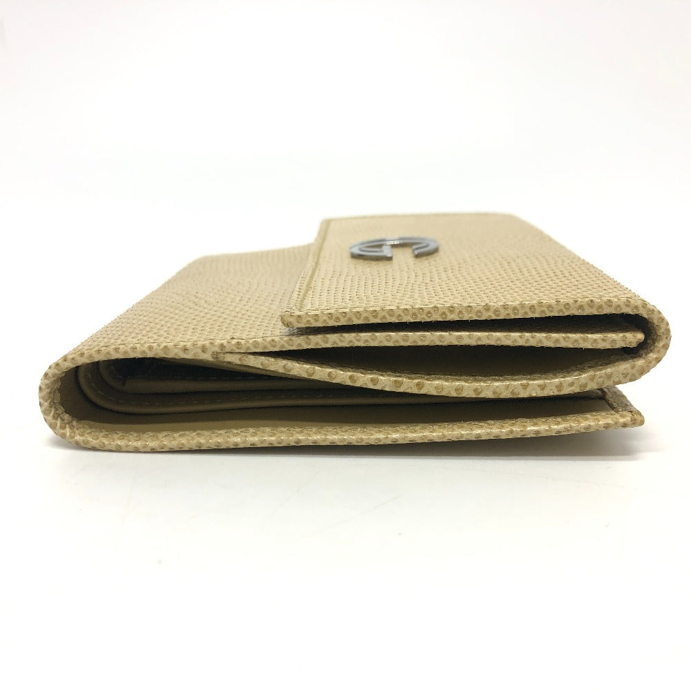 GUCCI Folded wallet leather beige GG Marmont logo Women Used