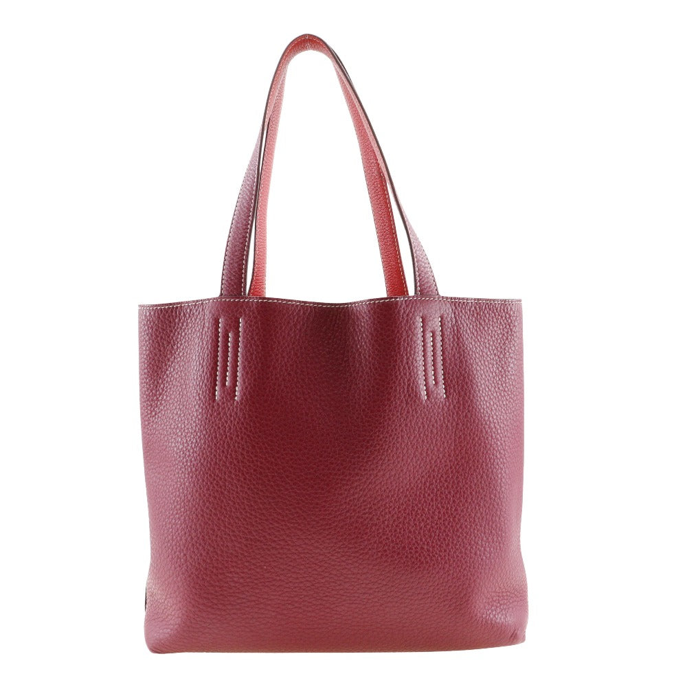 HERMES Tote Bag leather Red/pink reversible Doble Sense 28 Women Used