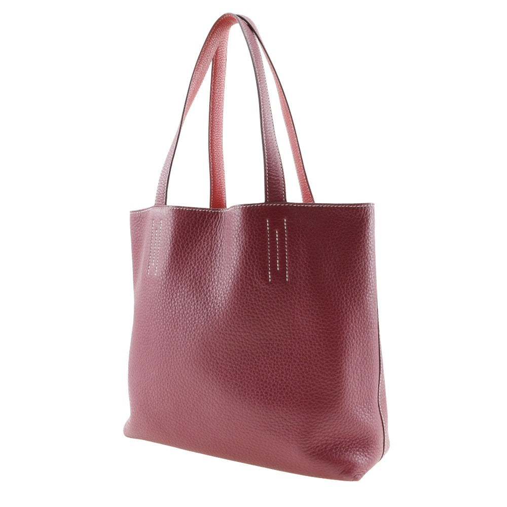 HERMES Tote Bag leather Red/pink reversible Doble Sense 28 Women Used