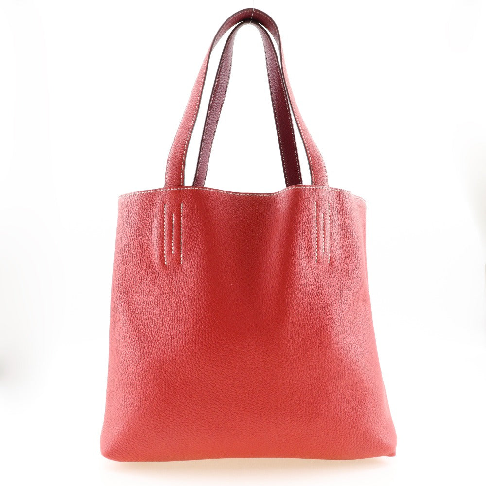 HERMES Tote Bag leather Red/pink reversible Doble Sense 28 Women Used