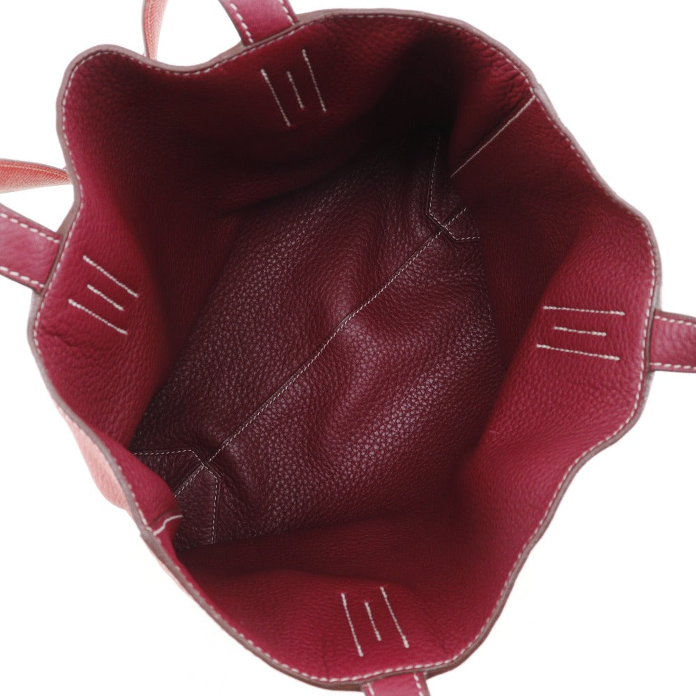 HERMES Tote Bag leather Red/pink reversible Doble Sense 28 Women Used