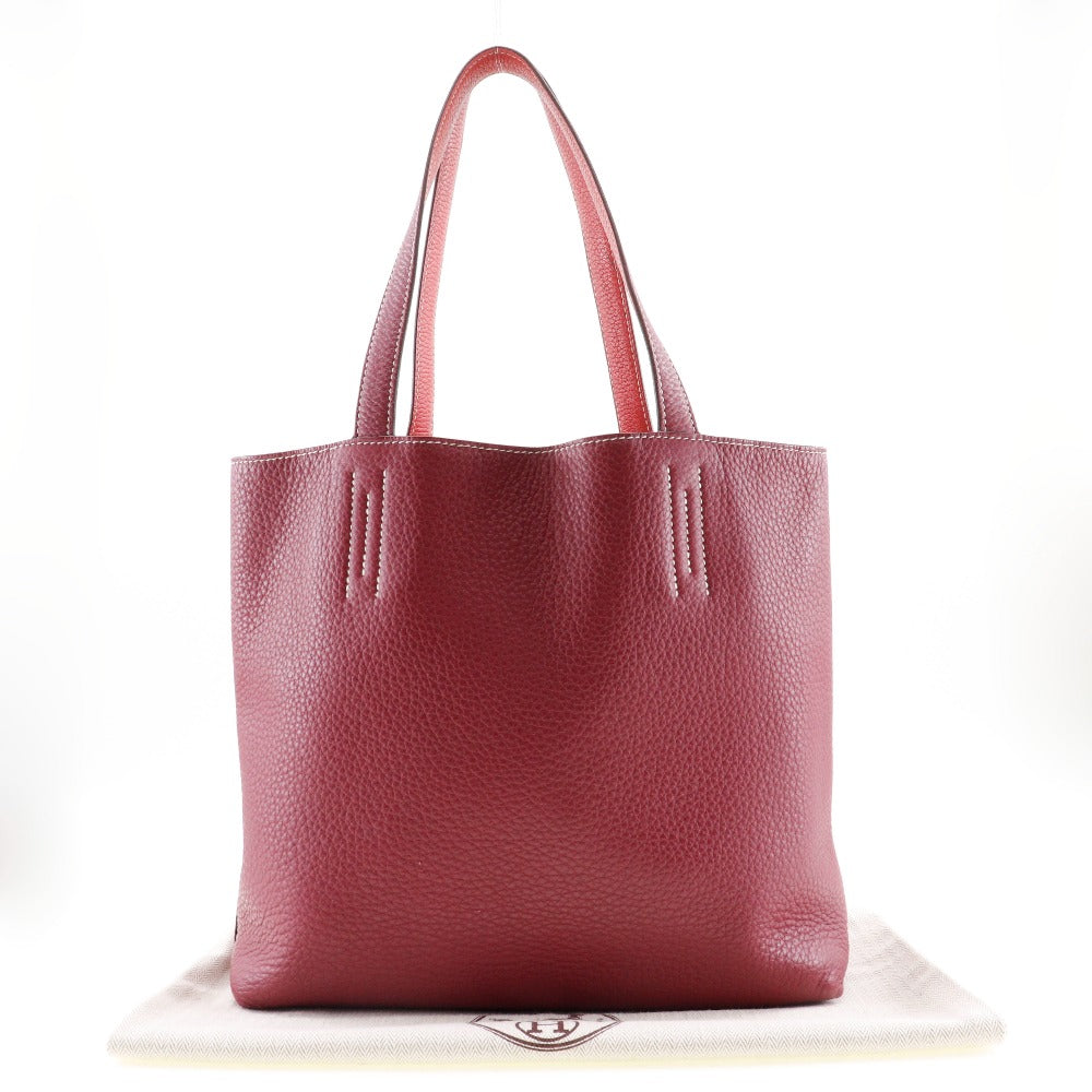HERMES Tote Bag leather Red/pink reversible Doble Sense 28 Women Used