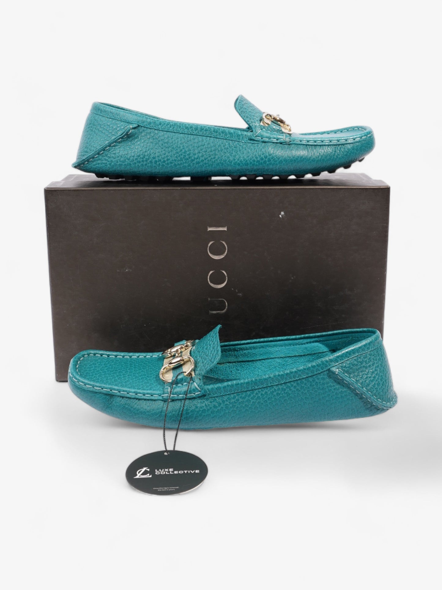Gucci Horsebit Slip On Loafers Turquoise Blue  Leather EU 39 UK 6
