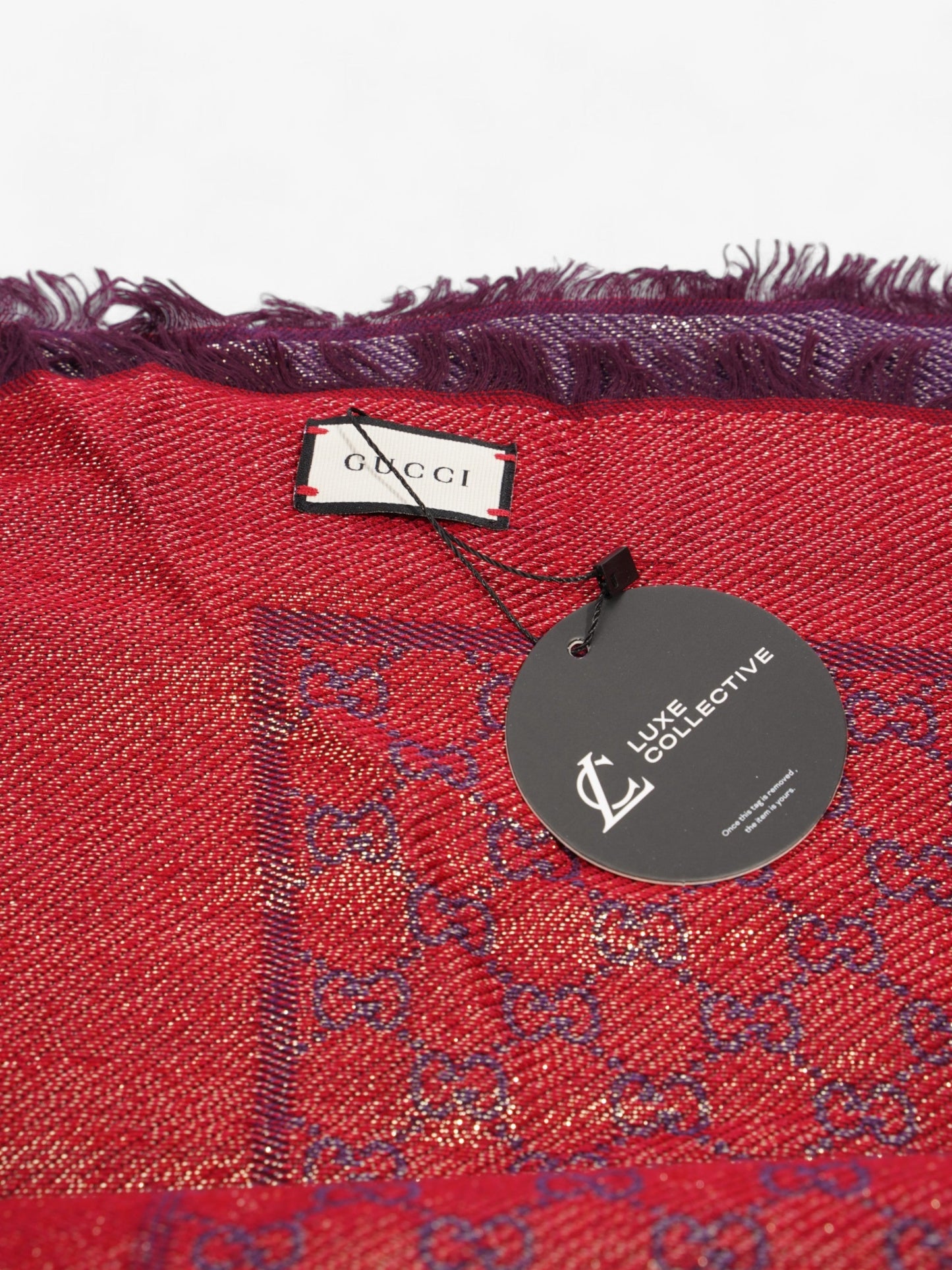 Gucci GG Scarf Purple / Red Silk