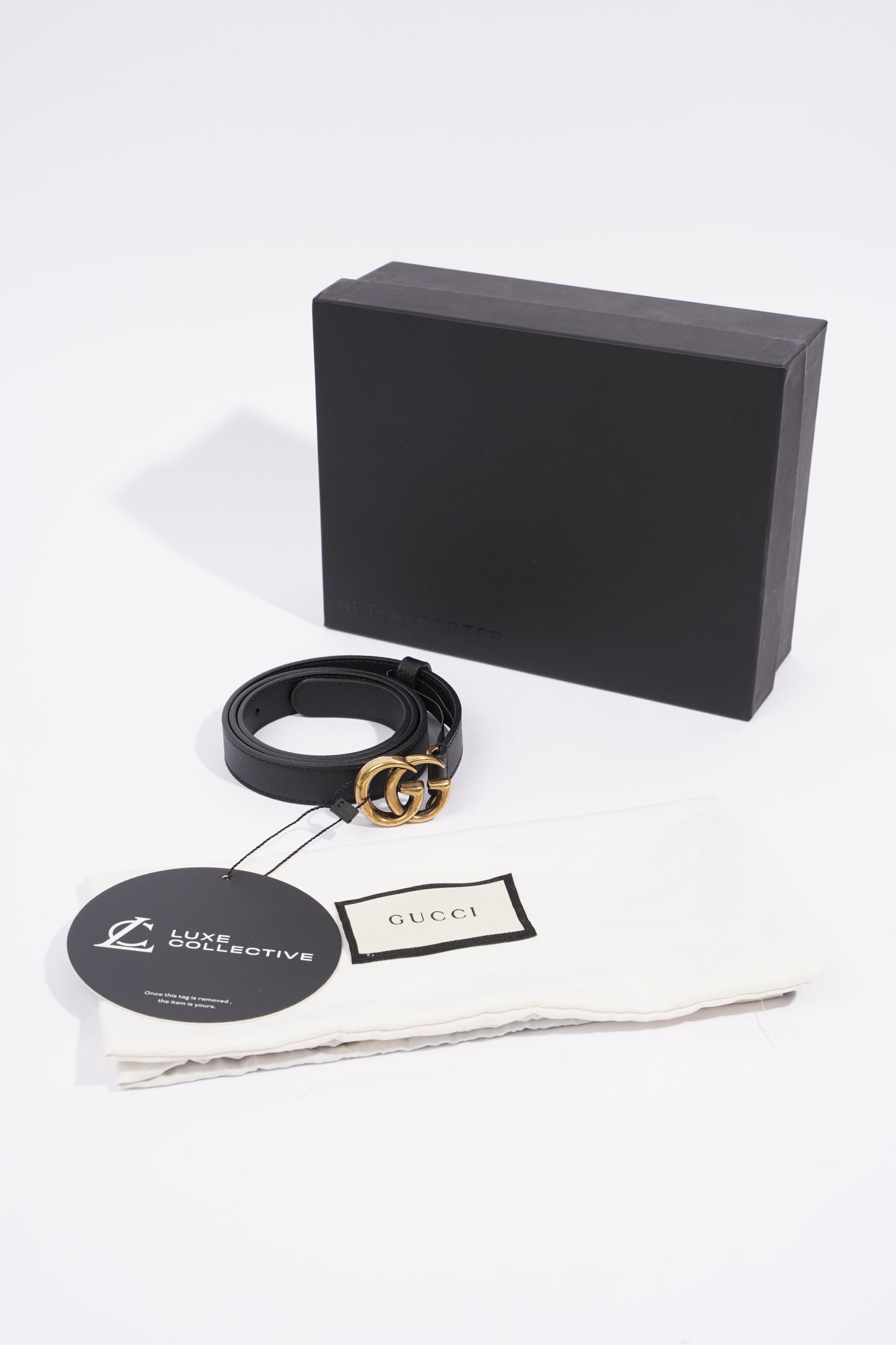 Gucci Thin GG Belt Black Leather 75cm 30"