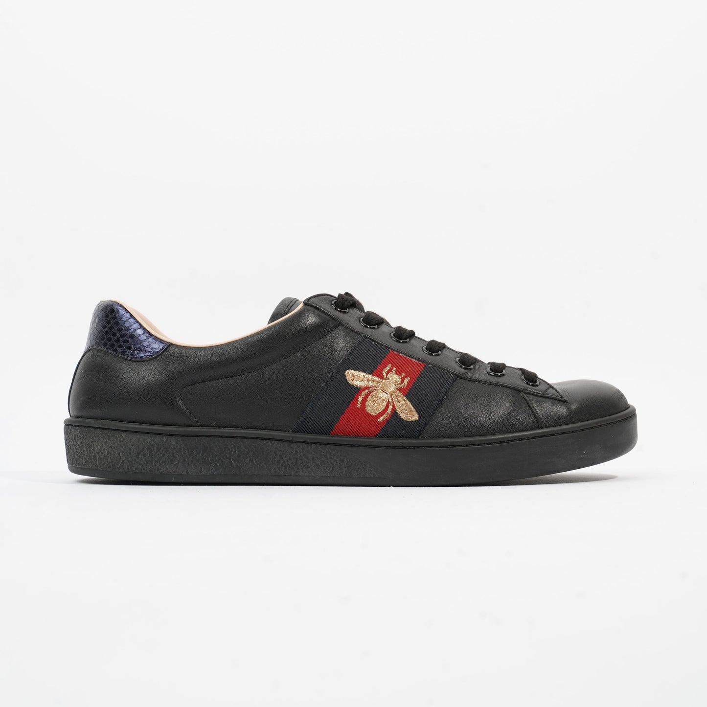 Gucci Ace Embroidered Black / Red / Navy Leather EU 42 UK 8