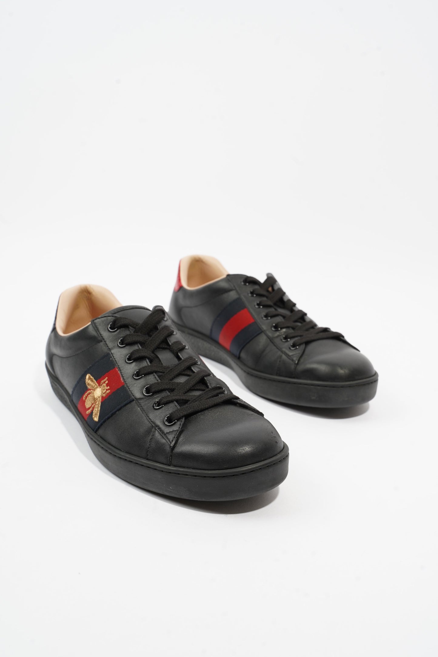 Gucci Ace Embroidered Black / Red / Navy Leather EU 42 UK 8