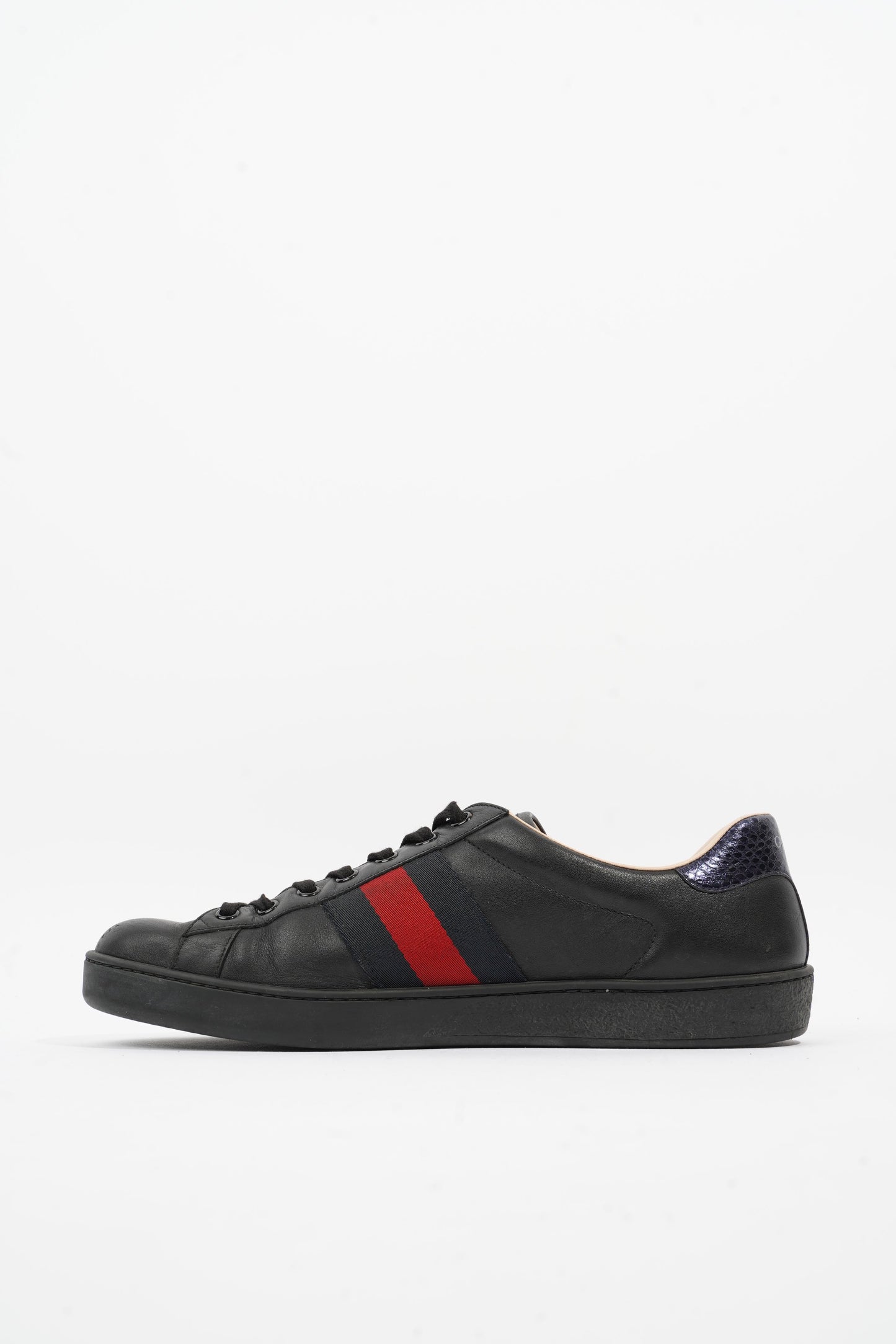 Gucci Ace Embroidered Black / Red / Navy Leather EU 42 UK 8