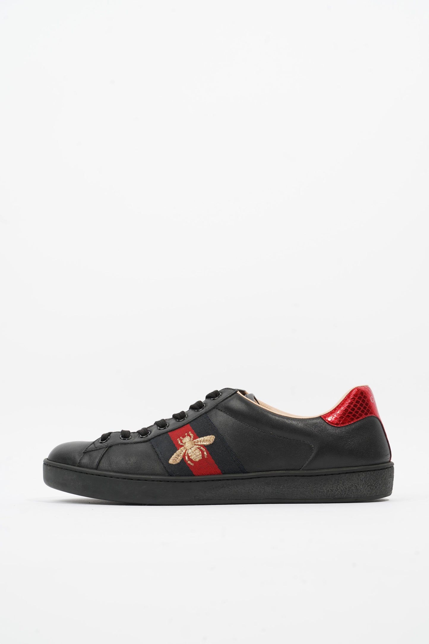 Gucci Ace Embroidered Black / Red / Navy Leather EU 42 UK 8
