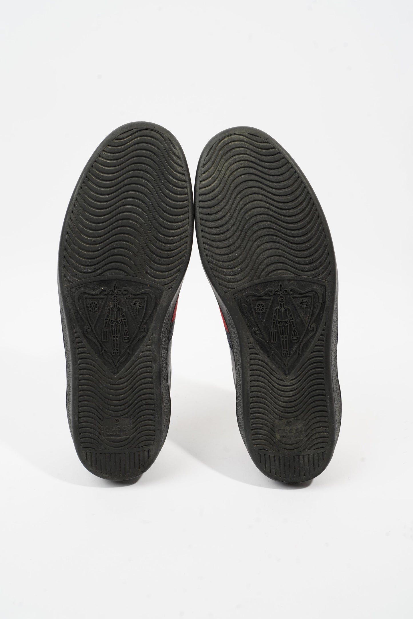 Gucci Ace Embroidered Black / Red / Navy Leather EU 42 UK 8