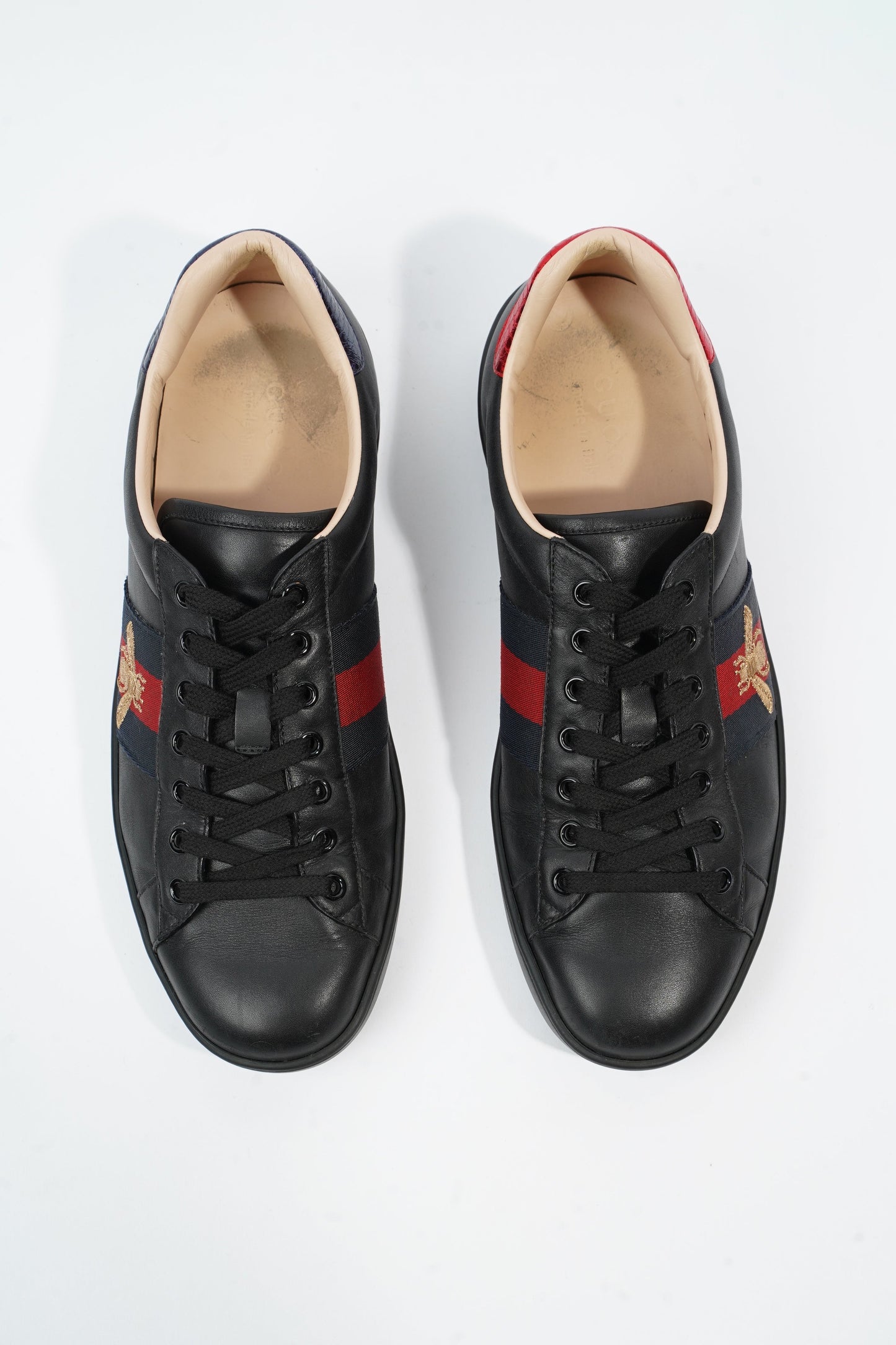 Gucci Ace Embroidered Black / Red / Navy Leather EU 42 UK 8