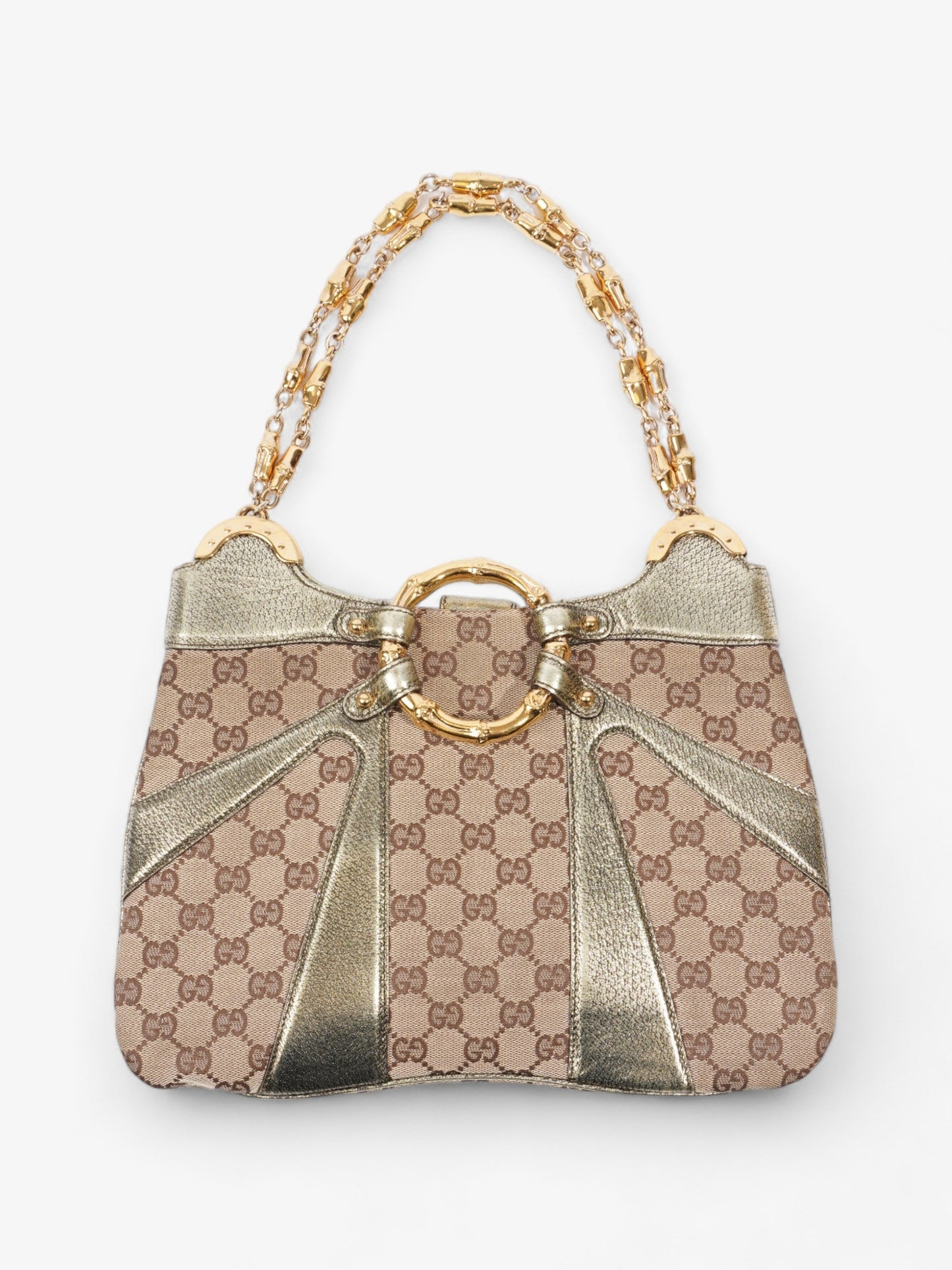 Gucci x Tom Ford Bamboo Chain Shoulder Bag GG Supreme / Metallic Canvas