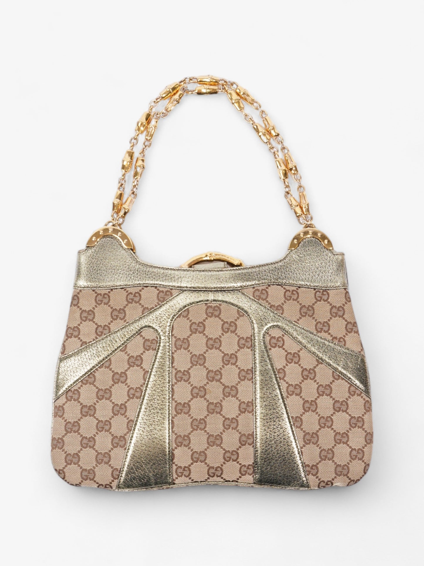 Gucci x Tom Ford Bamboo Chain Shoulder Bag GG Supreme / Metallic Canvas