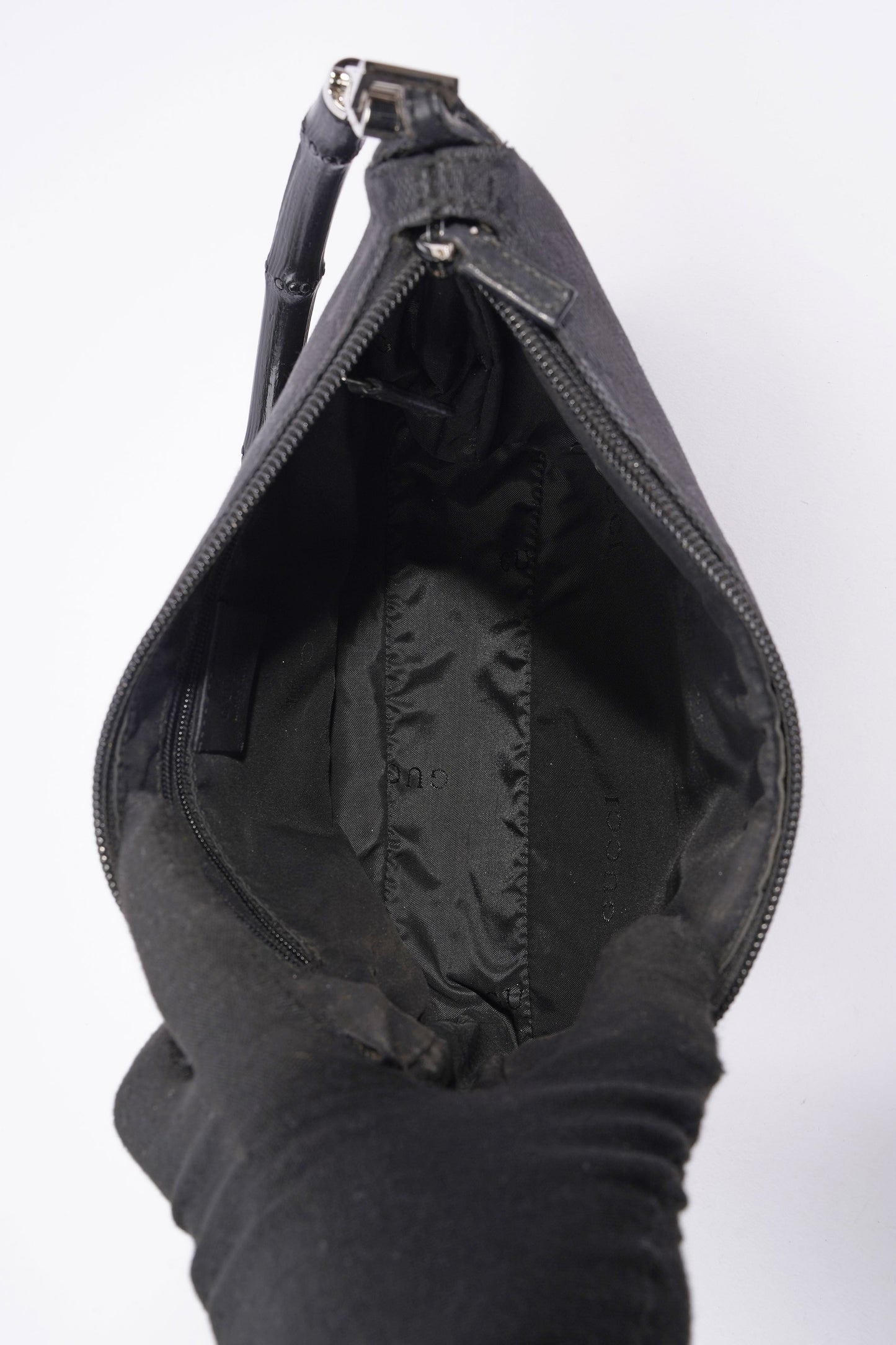 Gucci GG Bamboo Shoulder Bag Black Canvas