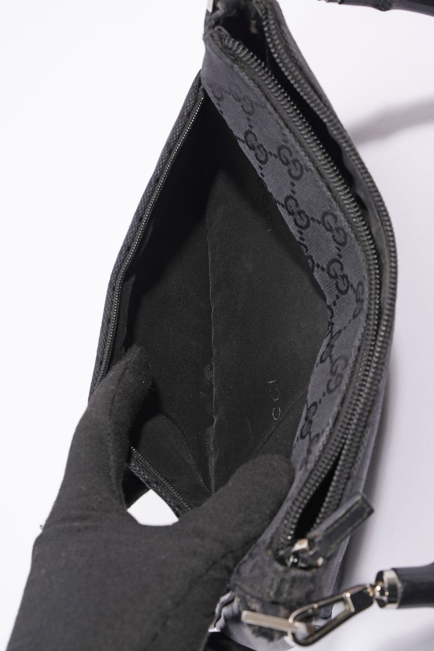 Gucci GG Bamboo Shoulder Bag Black Canvas