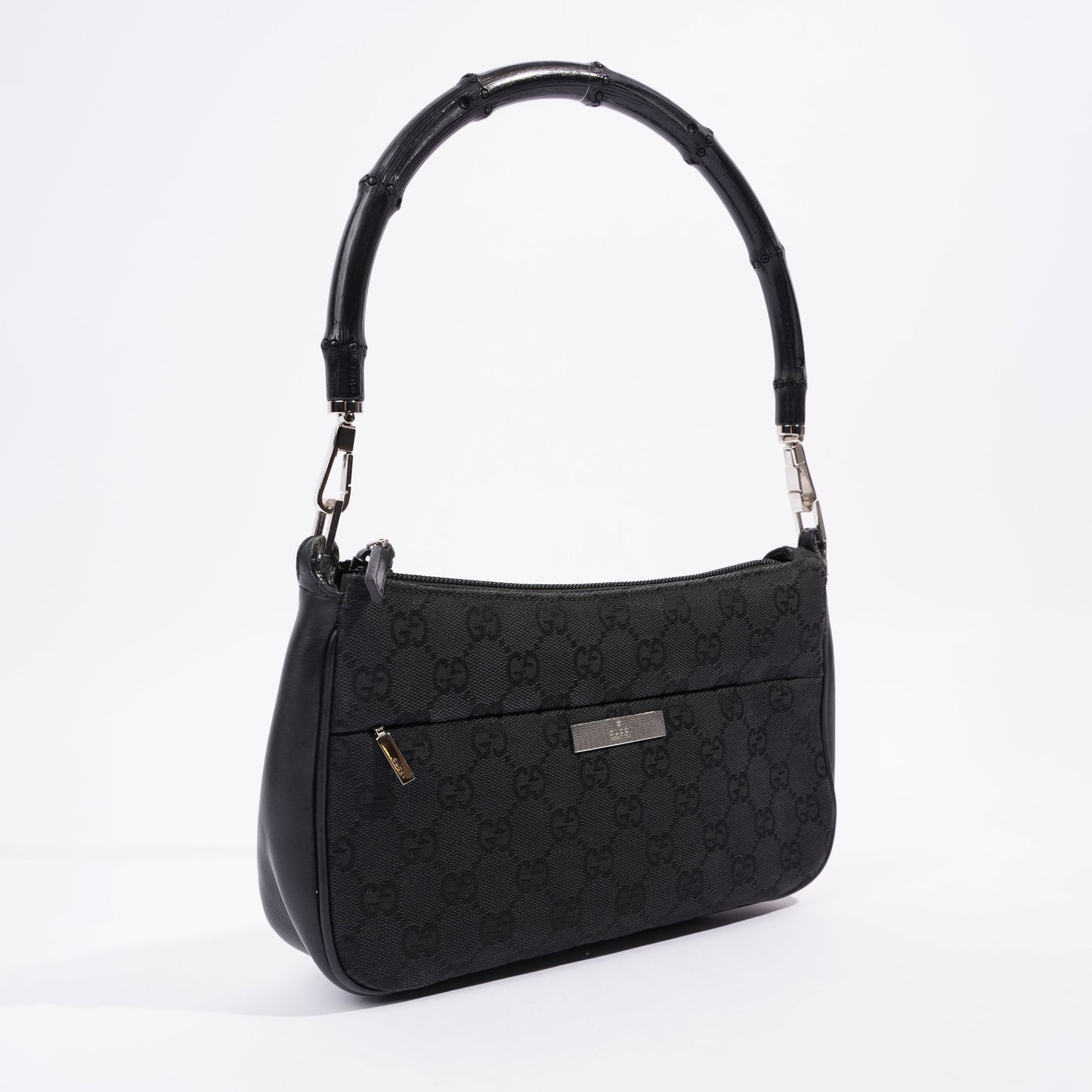 Gucci GG Bamboo Shoulder Bag Black Canvas