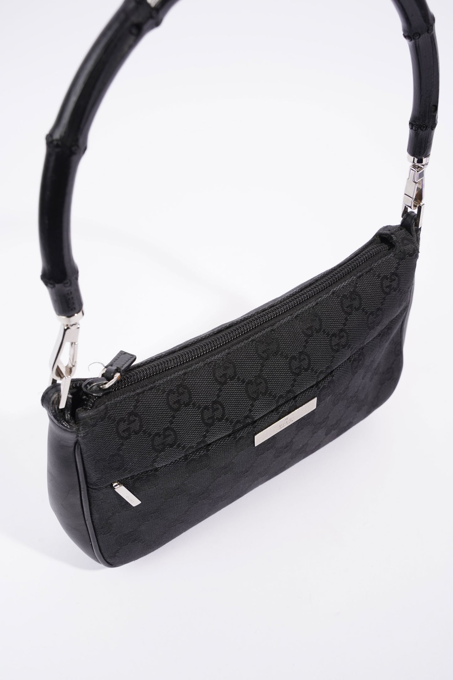 Gucci GG Bamboo Shoulder Bag Black Canvas