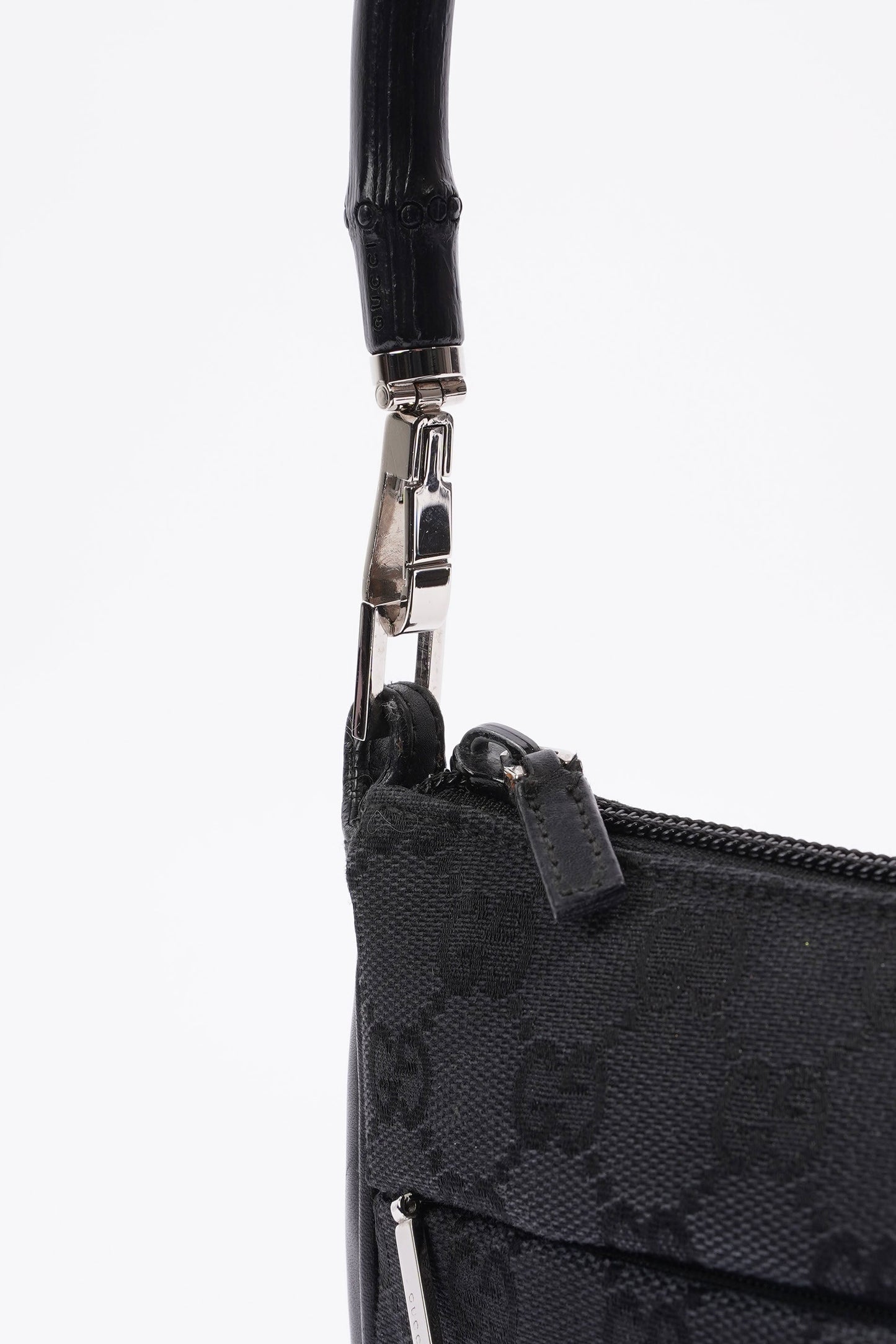 Gucci GG Bamboo Shoulder Bag Black Canvas