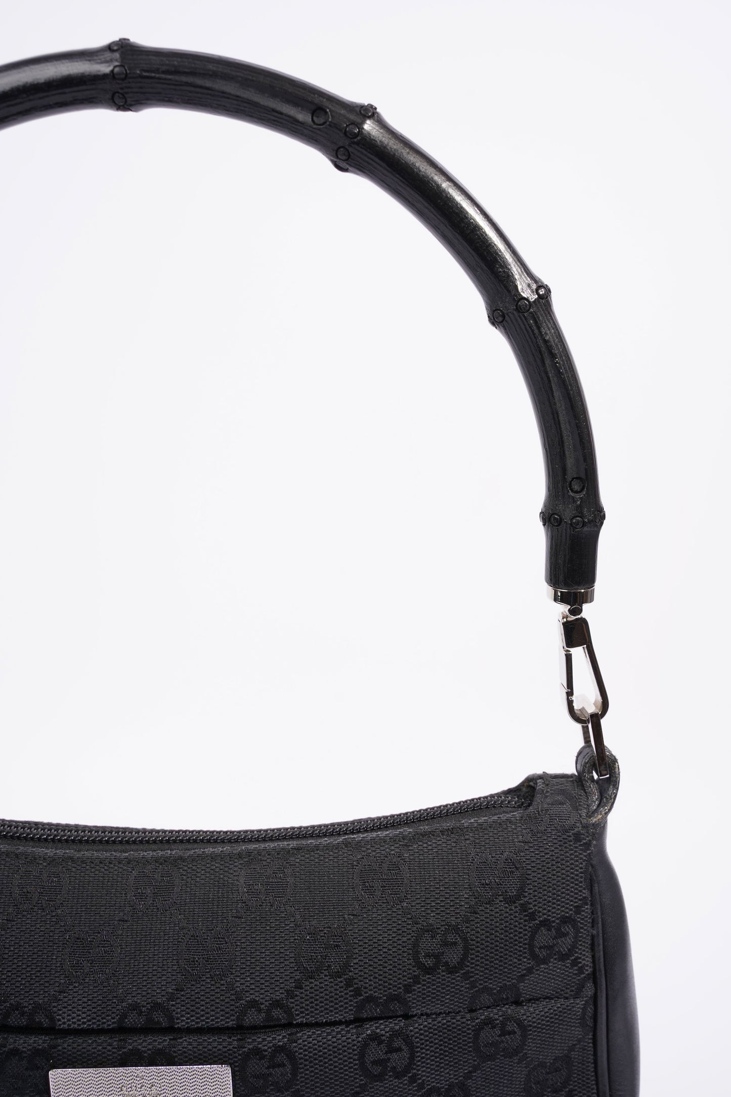 Gucci GG Bamboo Shoulder Bag Black Canvas