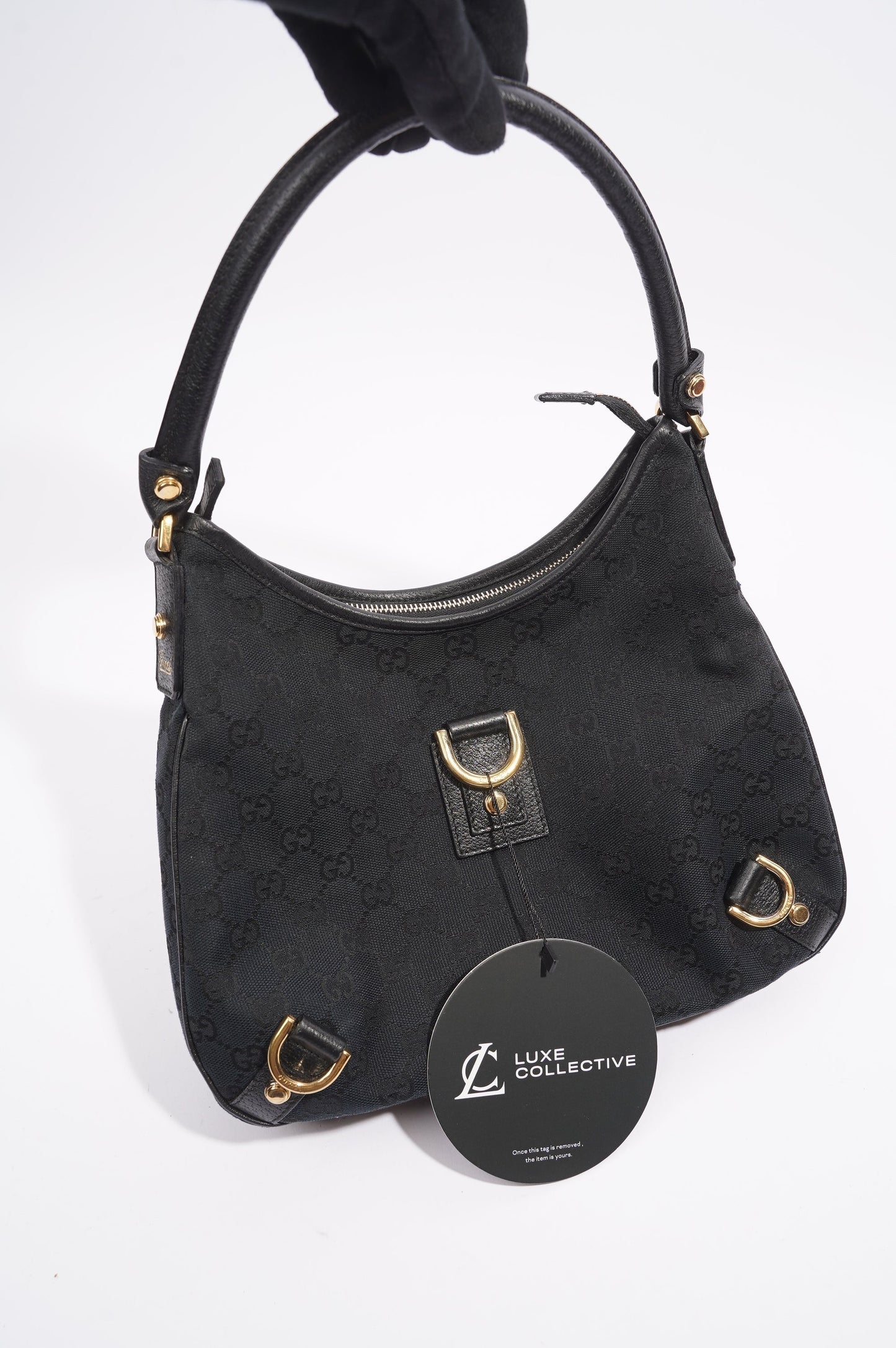 Gucci Abbey GG Shoulder Bag Black Supreme Canvas