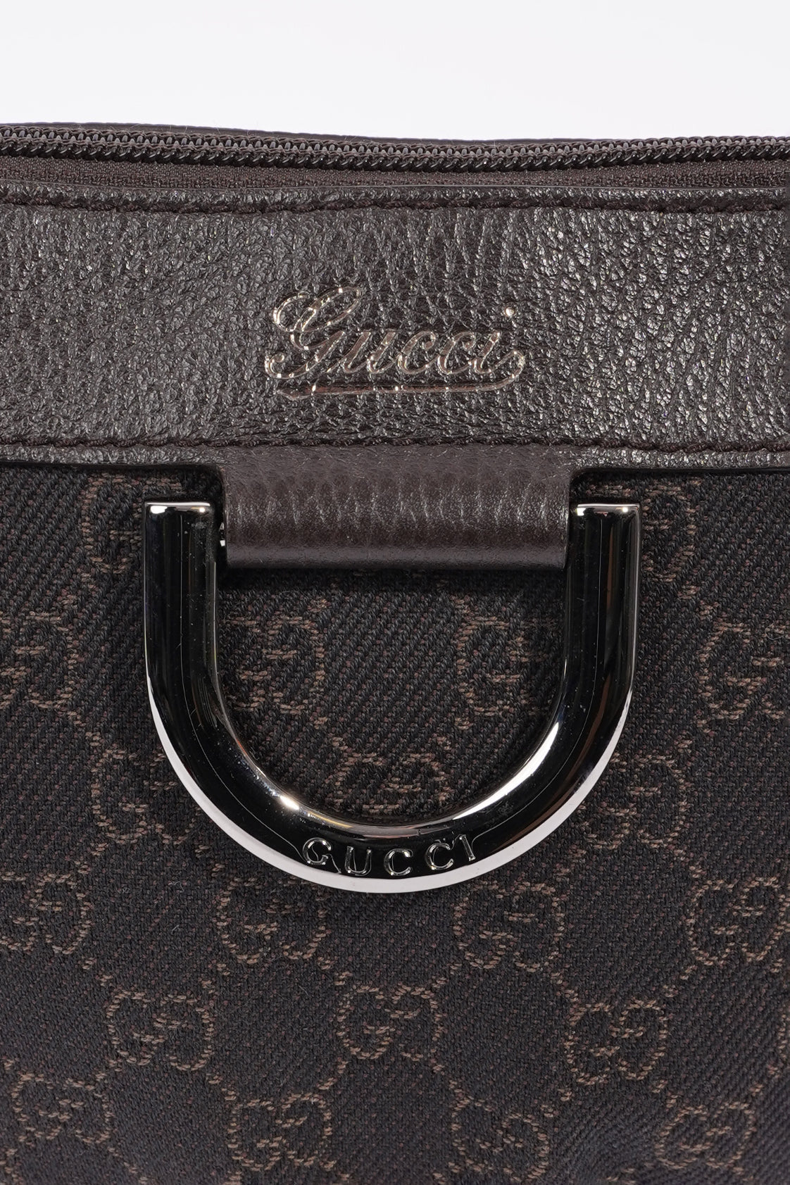 Gucci D Ring Shoulder Bag Black Supreme Canvas
