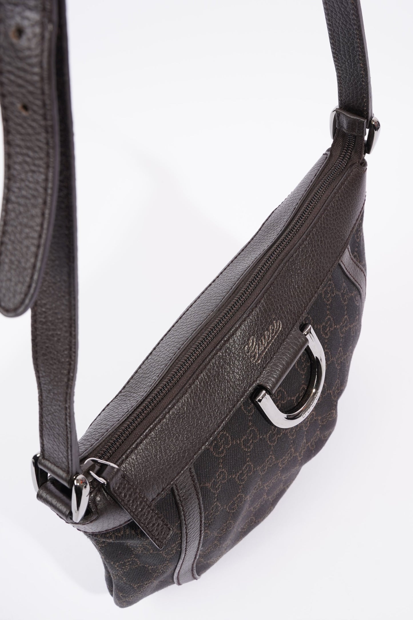 Gucci D Ring Shoulder Bag Black Supreme Canvas