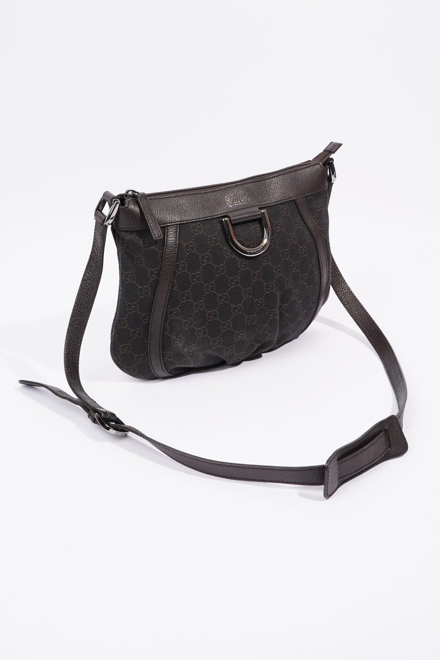 Gucci D Ring Shoulder Bag Black Supreme Canvas