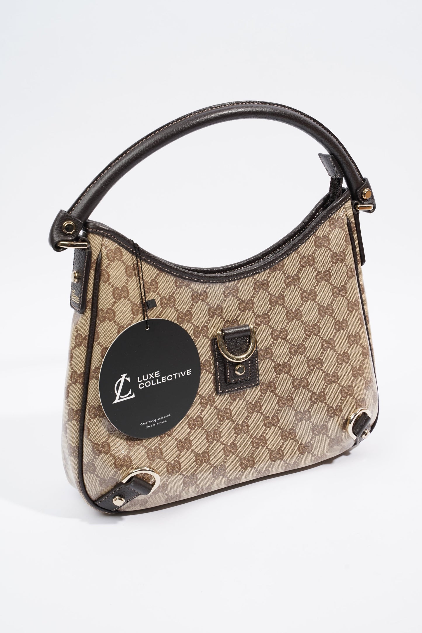 Gucci Abbey D Ring Shoulder Bag Supreme Print / Brown Canvas