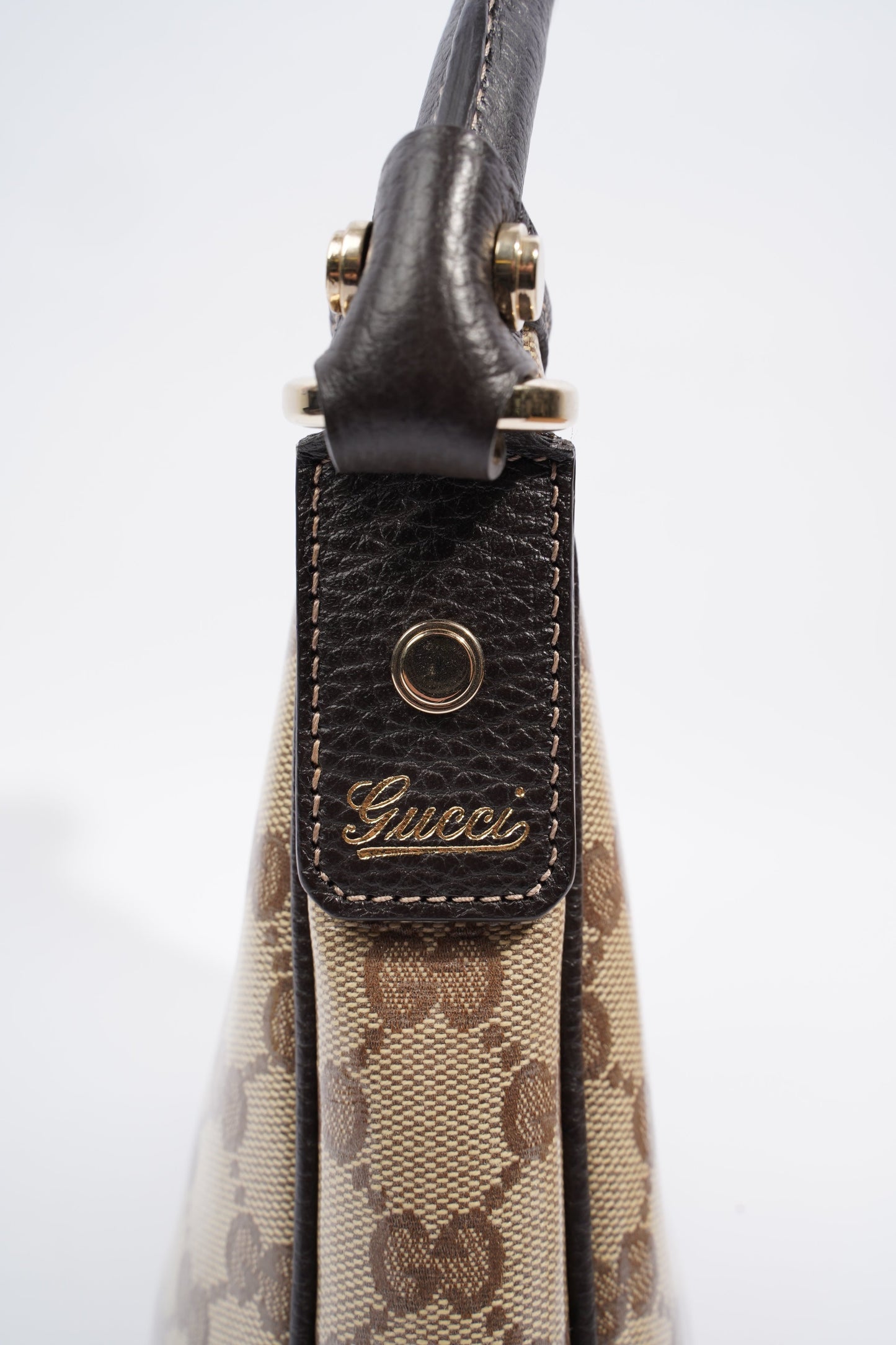 Gucci Abbey D Ring Shoulder Bag Supreme Print / Brown Canvas