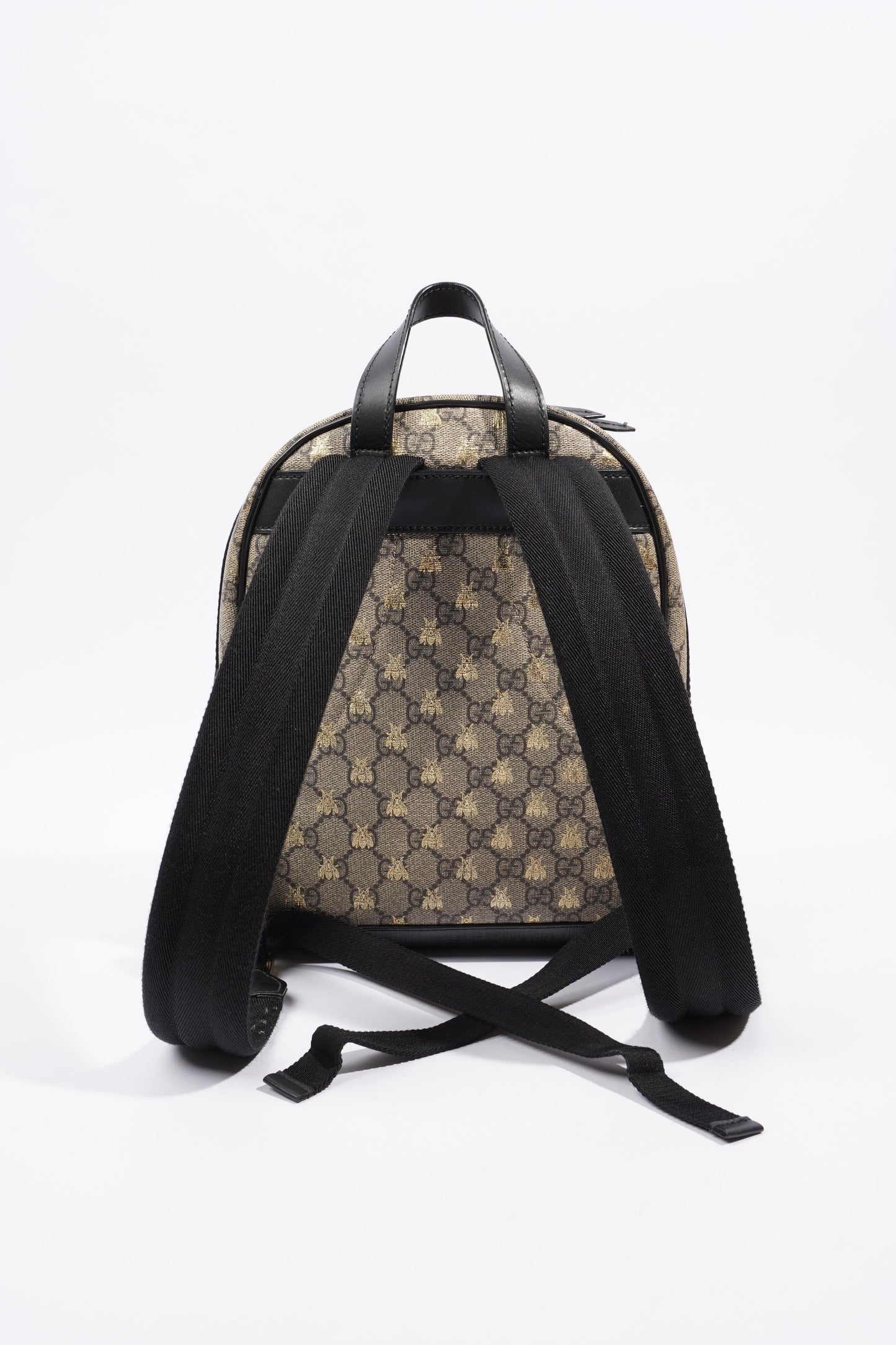 Gucci Bees Backpack Supreme Print / Gold / Black Canvas Small