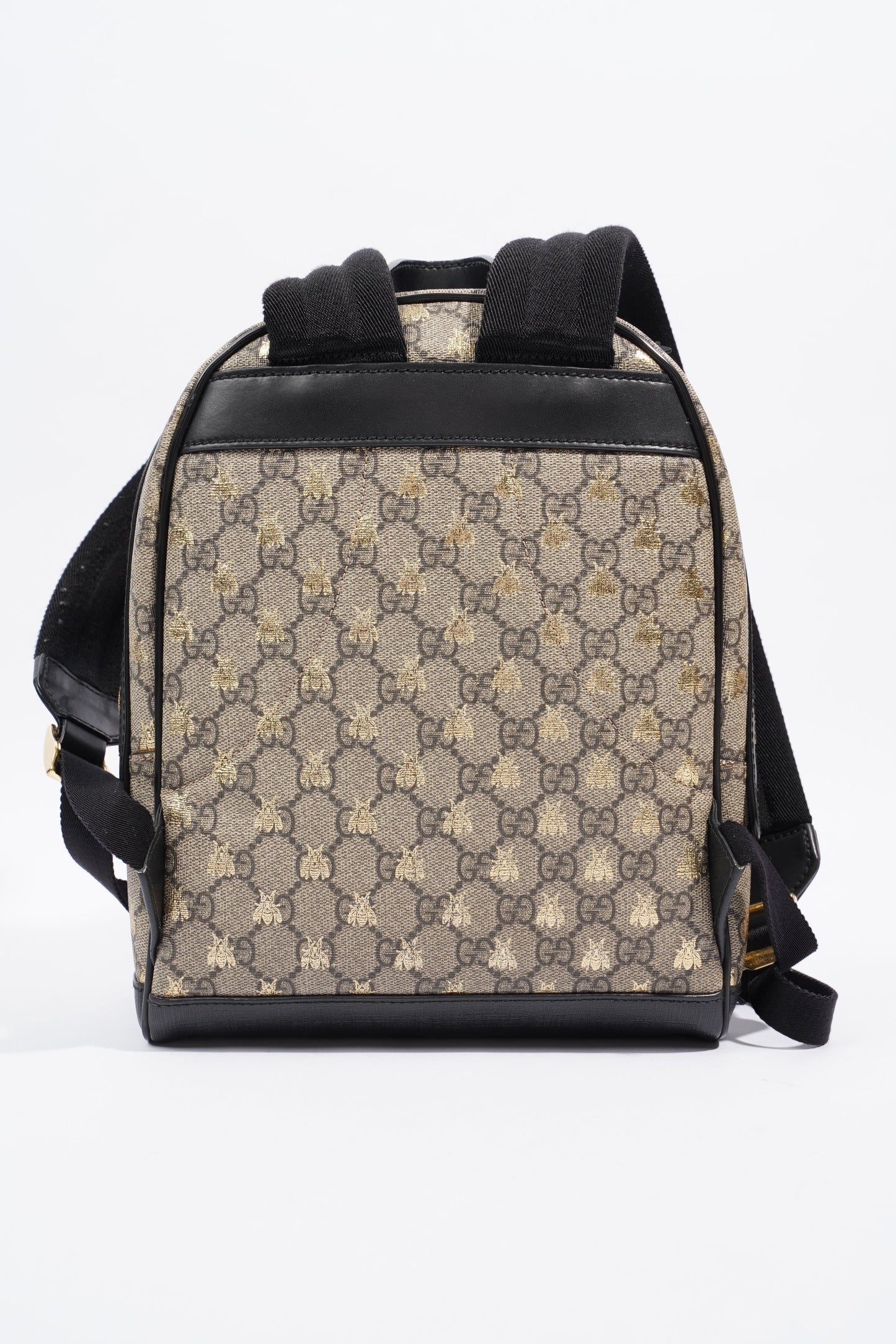 Gucci Bees Backpack Supreme Print / Gold / Black Canvas Small