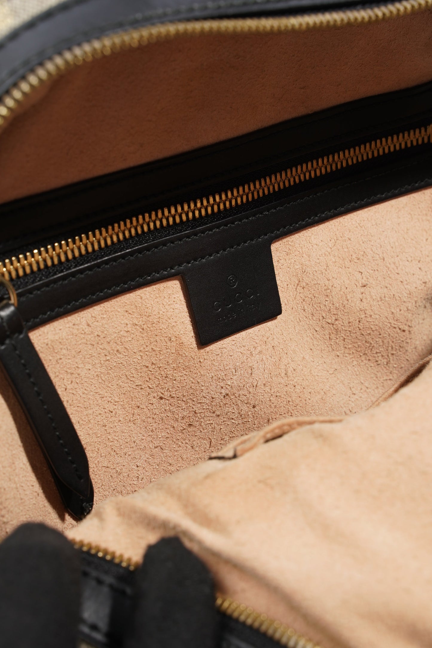 Gucci Bees Backpack Supreme Print / Gold / Black Canvas Small