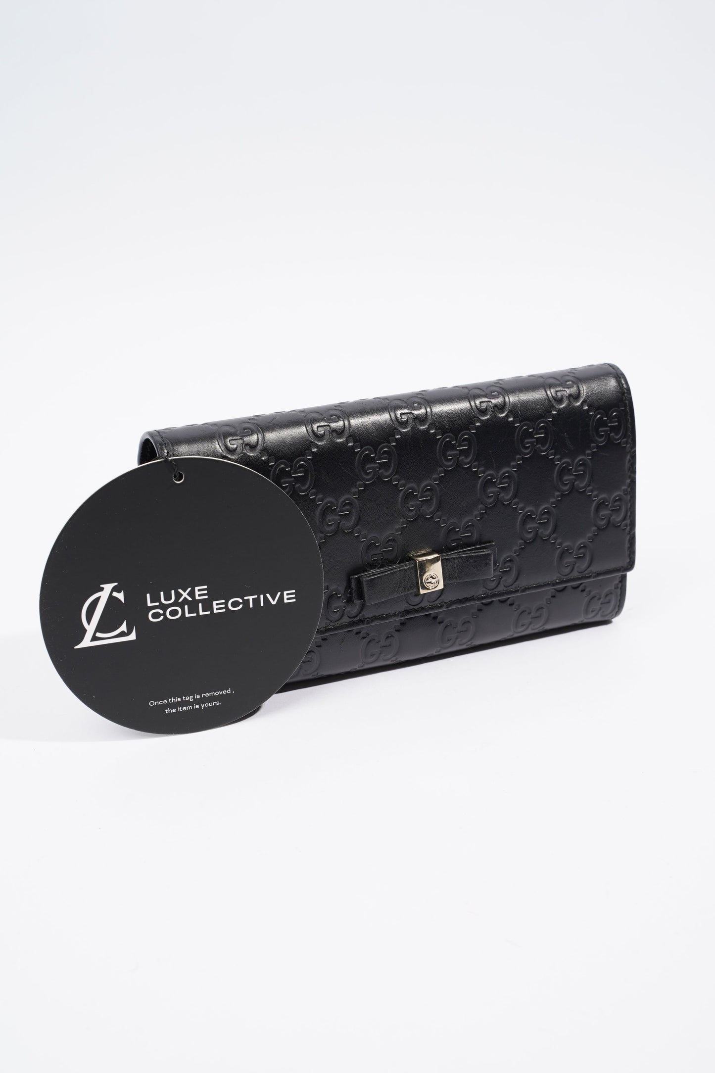 Gucci Guccissima Bow Wallet Black Leather