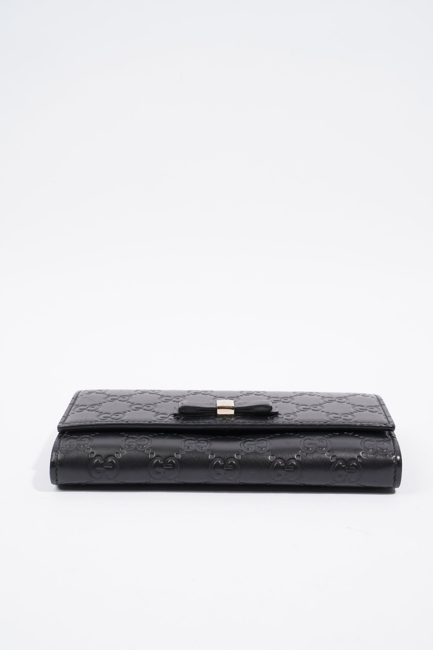 Gucci Guccissima Bow Wallet Black Leather