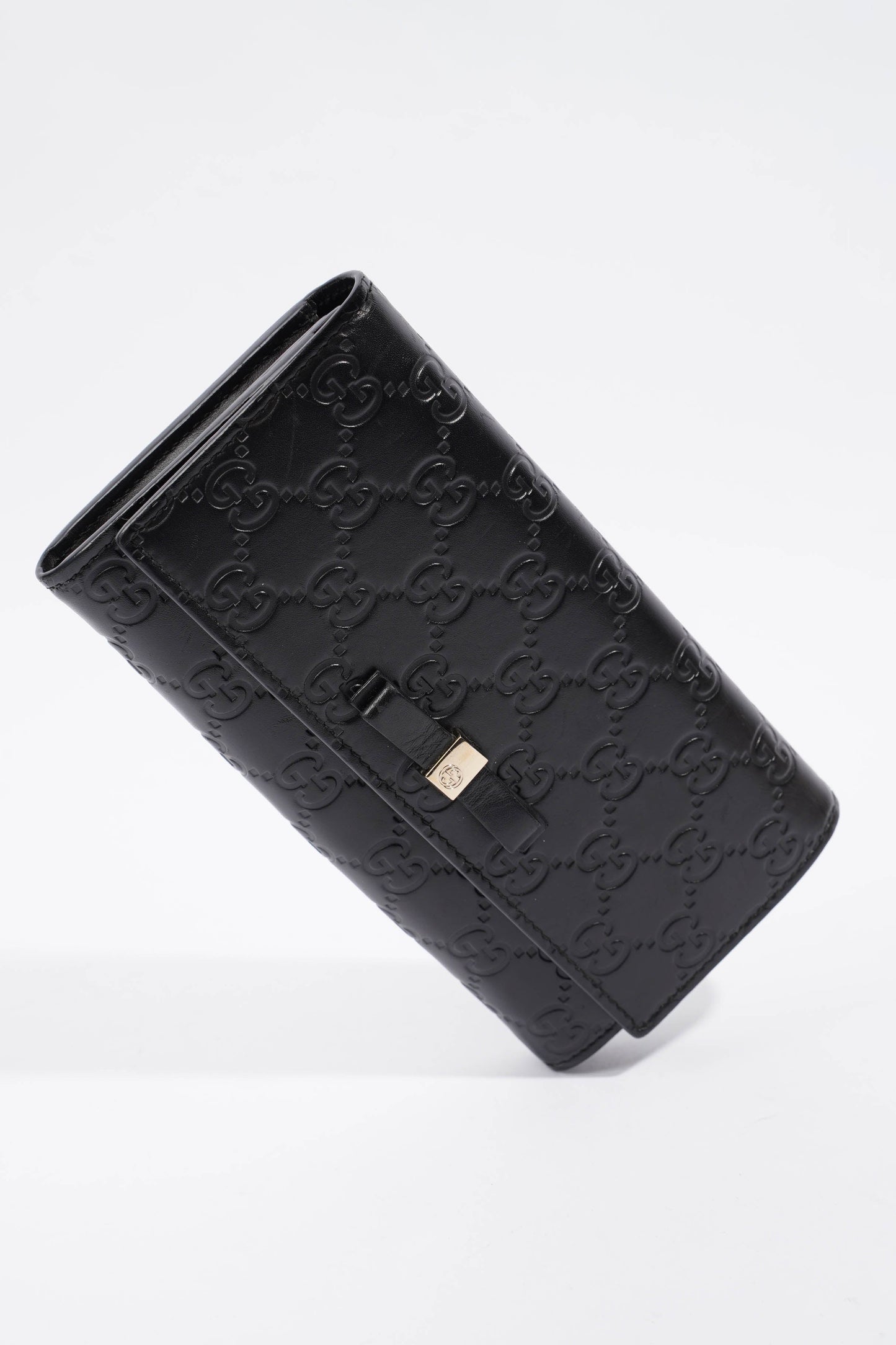 Gucci Guccissima Bow Wallet Black Leather
