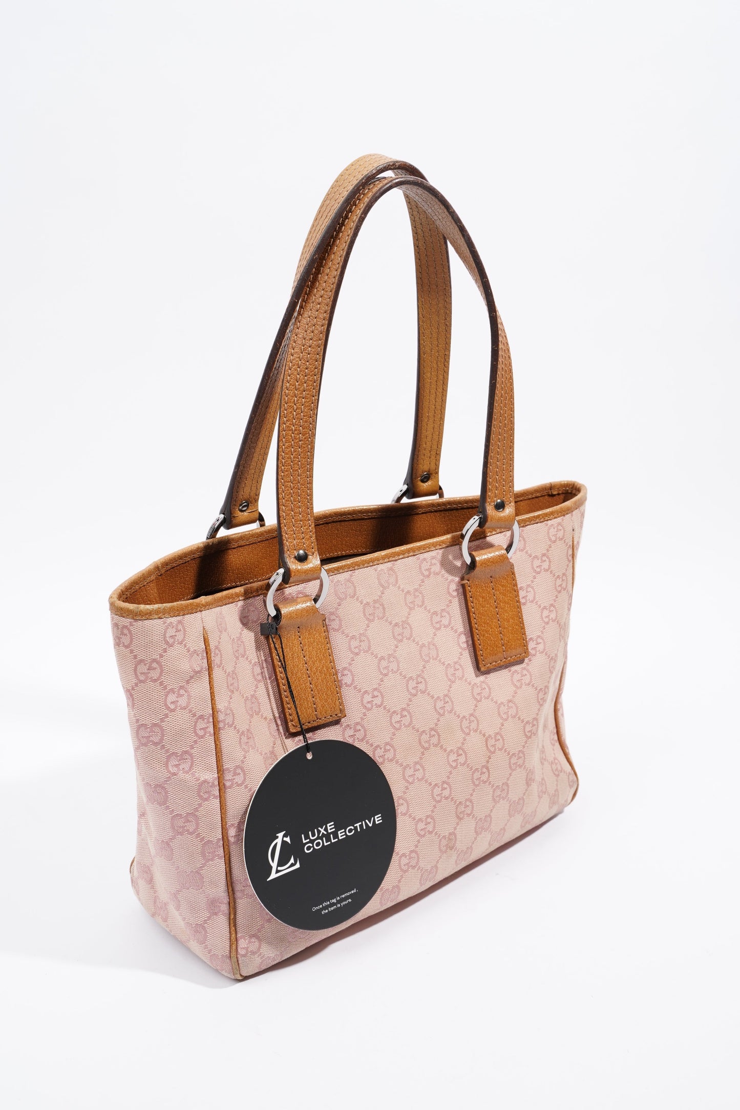 Gucci Tote Bag Pink / Brown Canvas Small
