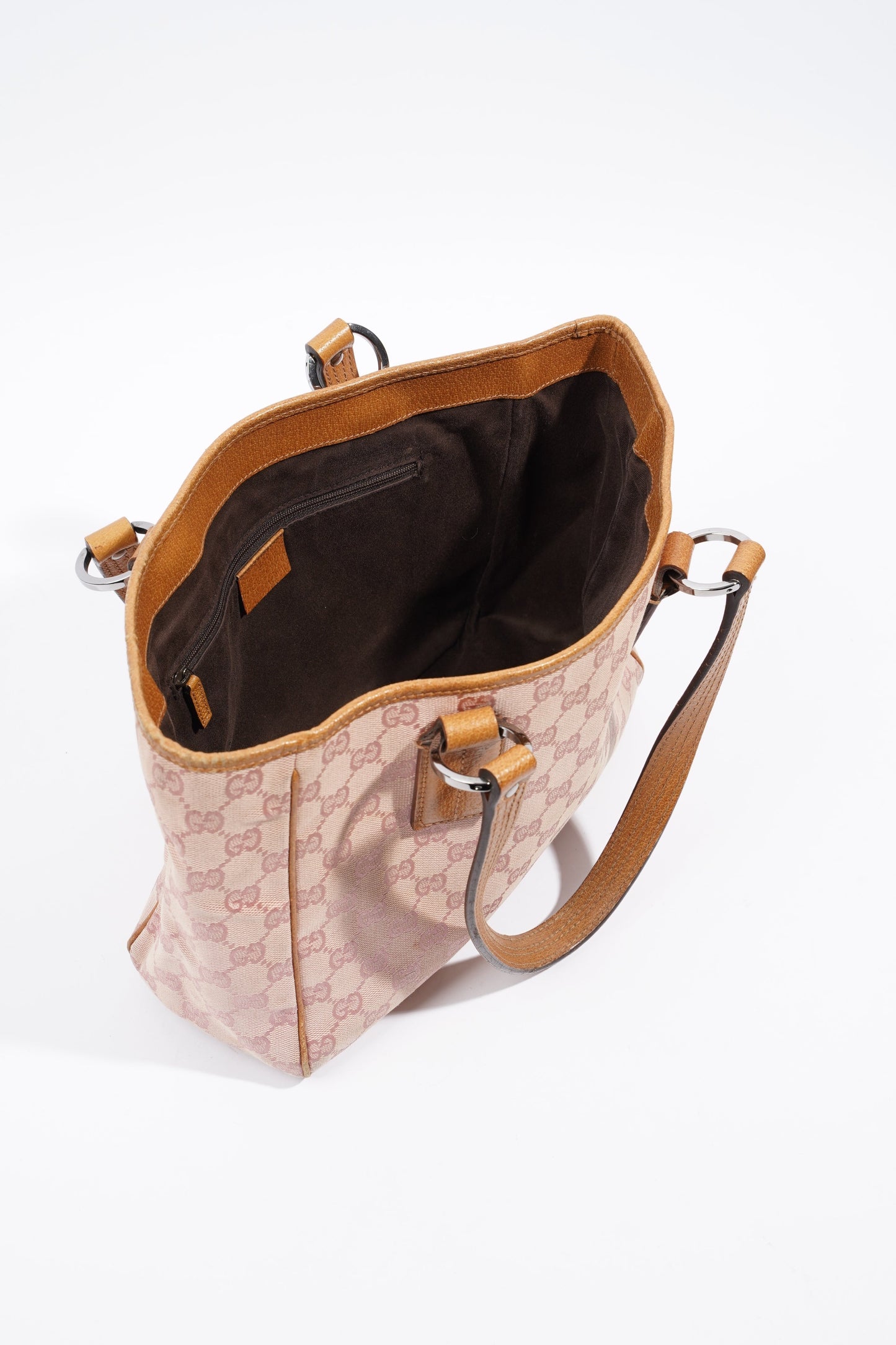Gucci Tote Bag Pink / Brown Canvas Small