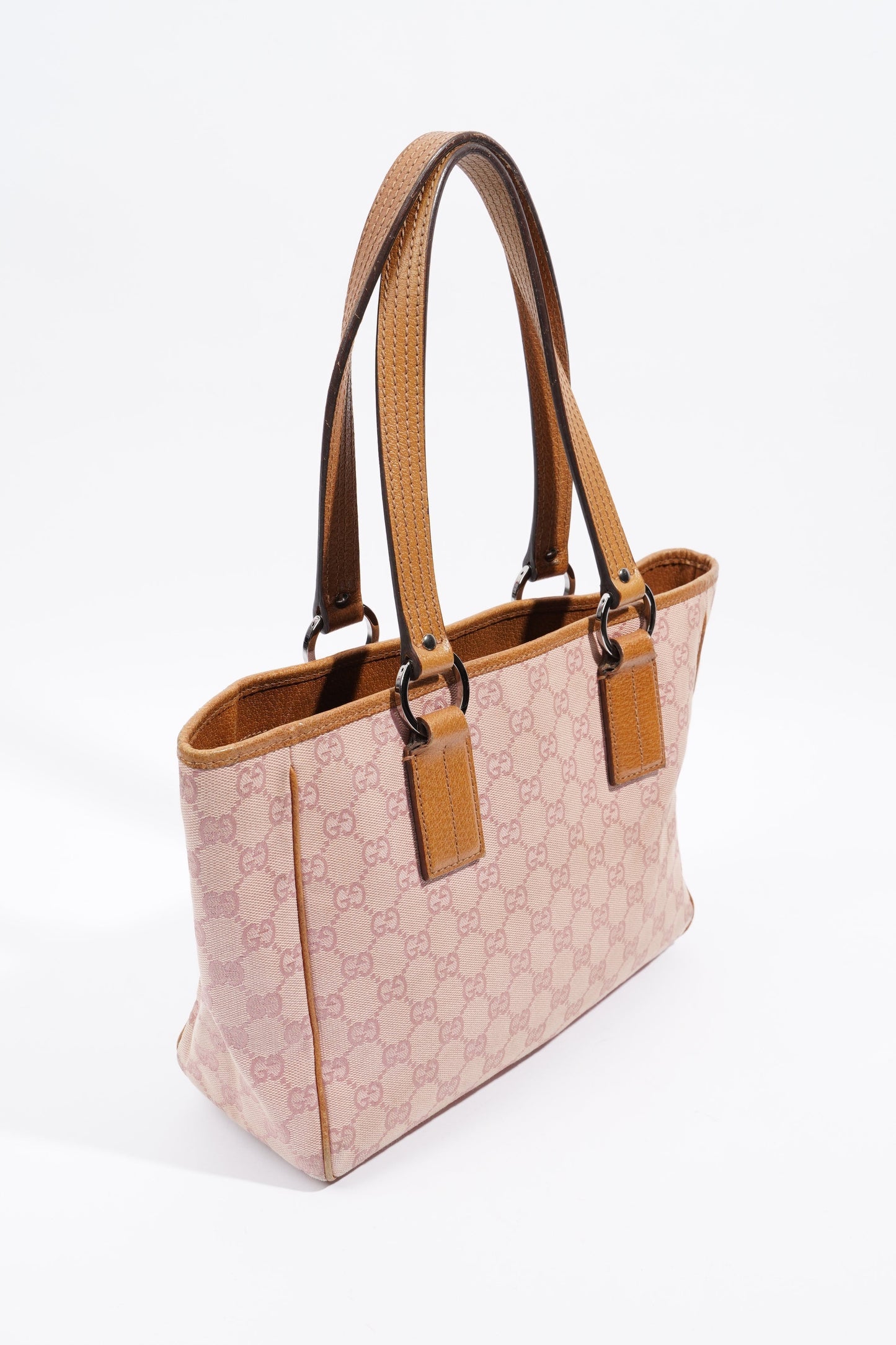 Gucci Tote Bag Pink / Brown Canvas Small