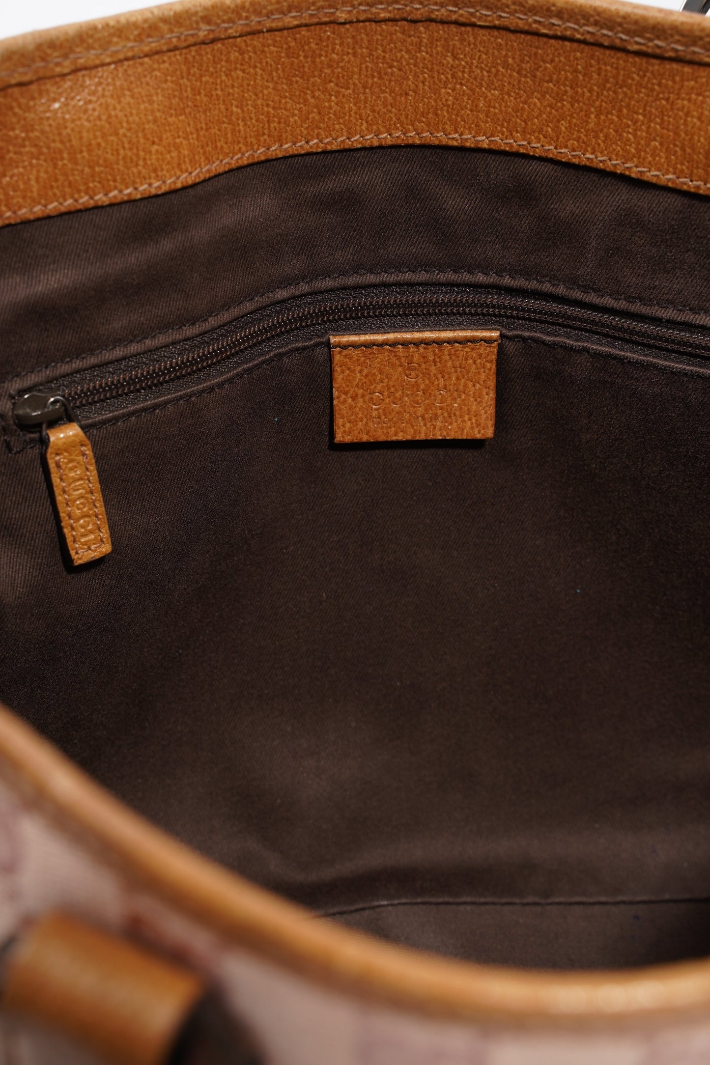 Gucci Tote Bag Pink / Brown Canvas Small