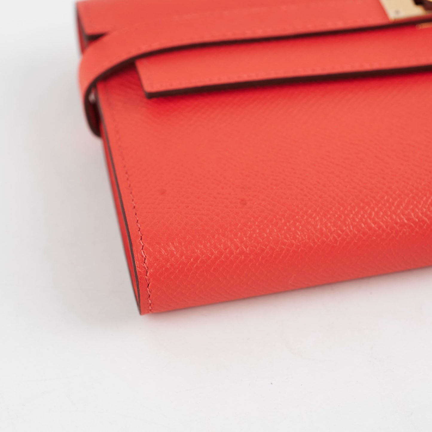 Hermes Kelly Long Wallet Epsom Rose Jaipur X Stamp (2016)
