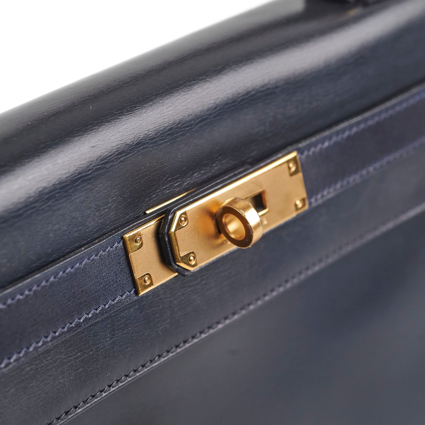 Hermes Vintage Kelly 28 Box Leather Navy - H Circle 1978