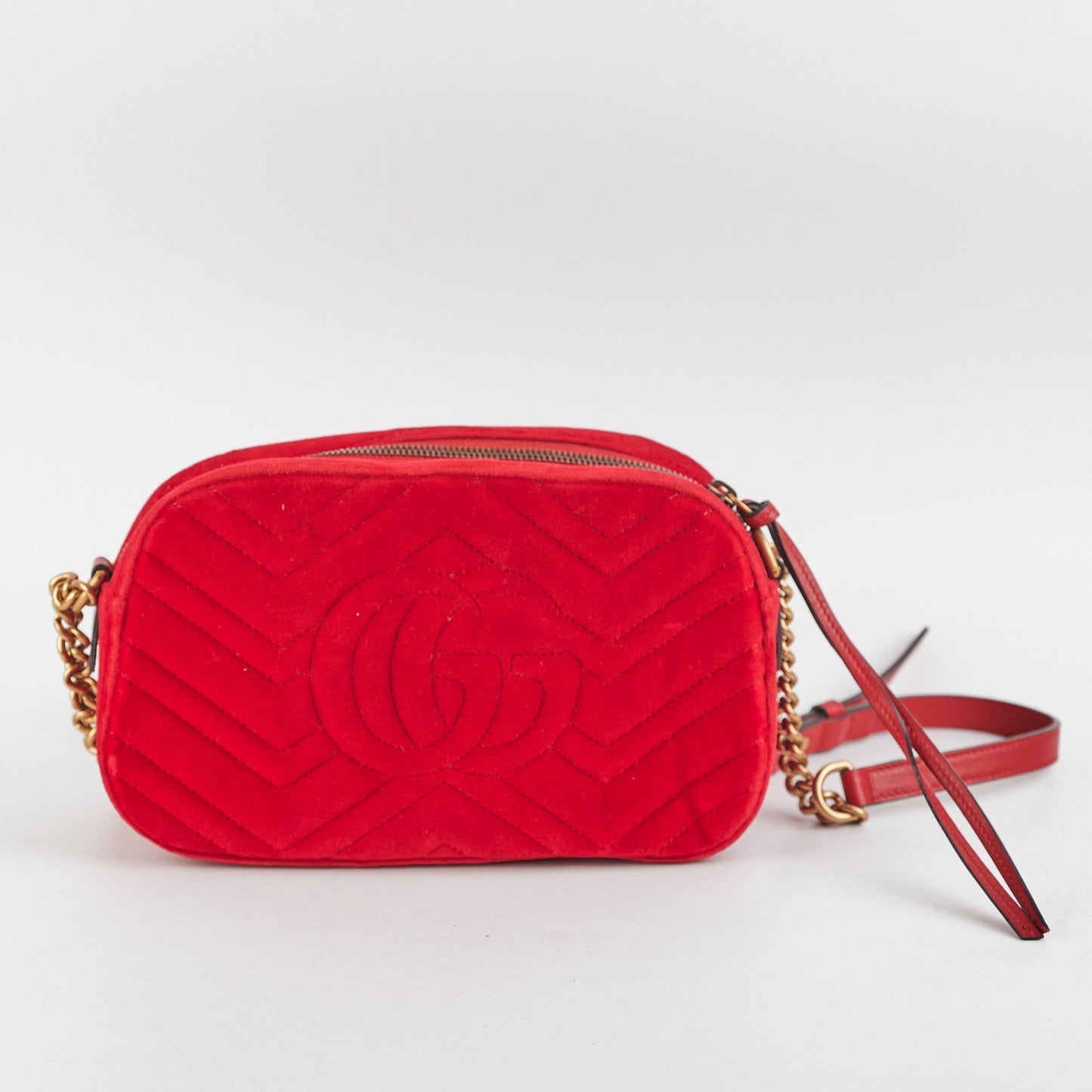 Gucci Small Marmont Velvet Red