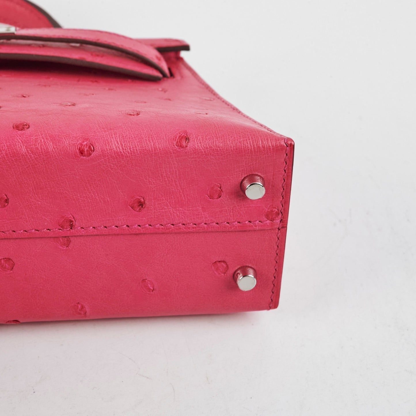 Hermes Mini Kelly Ostrich Rose Tyrine - D Stamp
