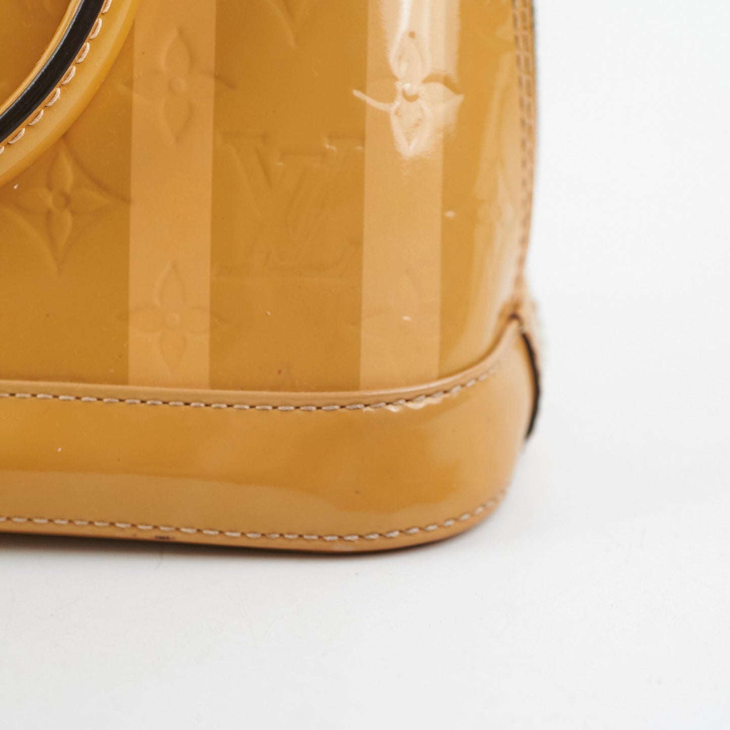 Louis Vuitton Alma BB Patent Stripe Yellow