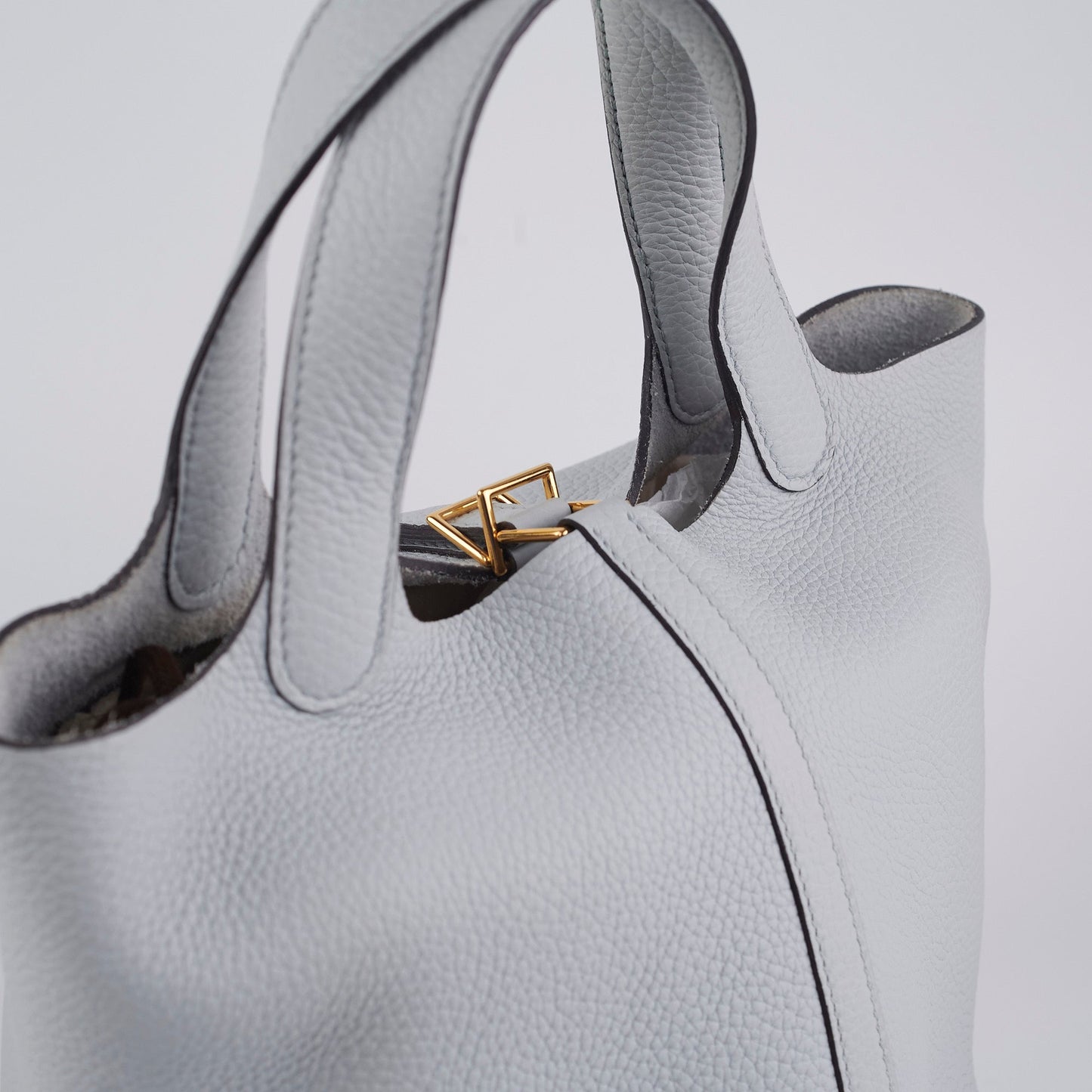 Hermes Picotin 18 Bleu Pale Clemence- Z Stamp