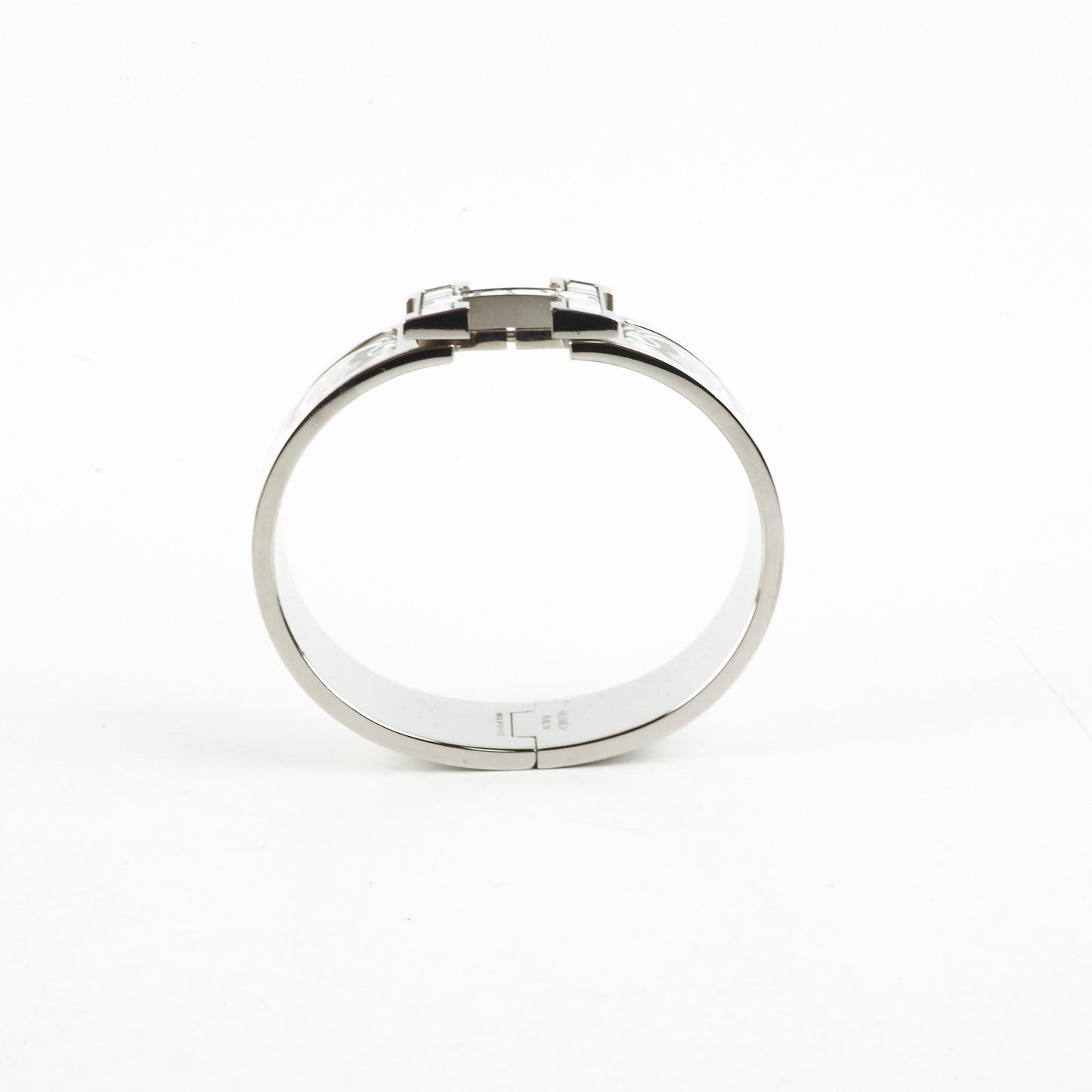 Hermes Clic H Bracelet Size GM  Platine/Blanc