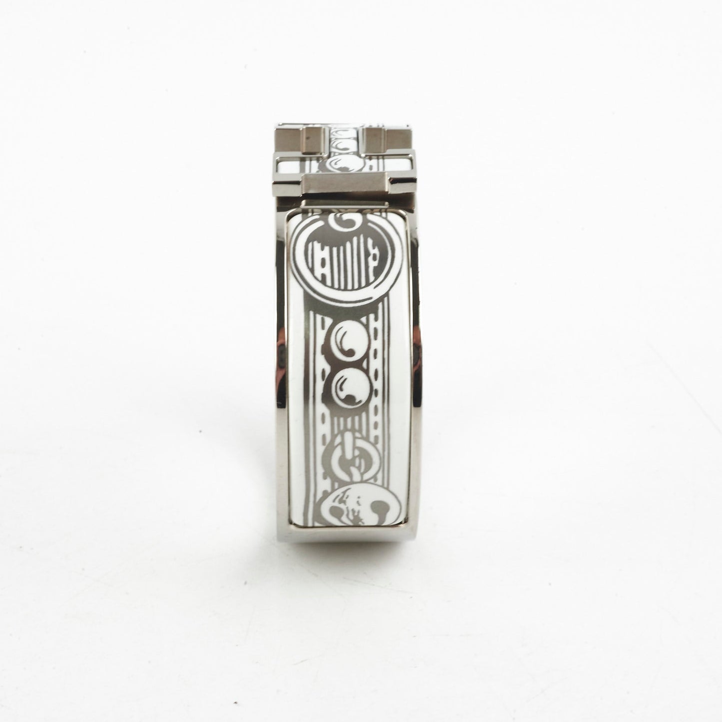 Hermes Clic H Bracelet Size GM  Platine/Blanc
