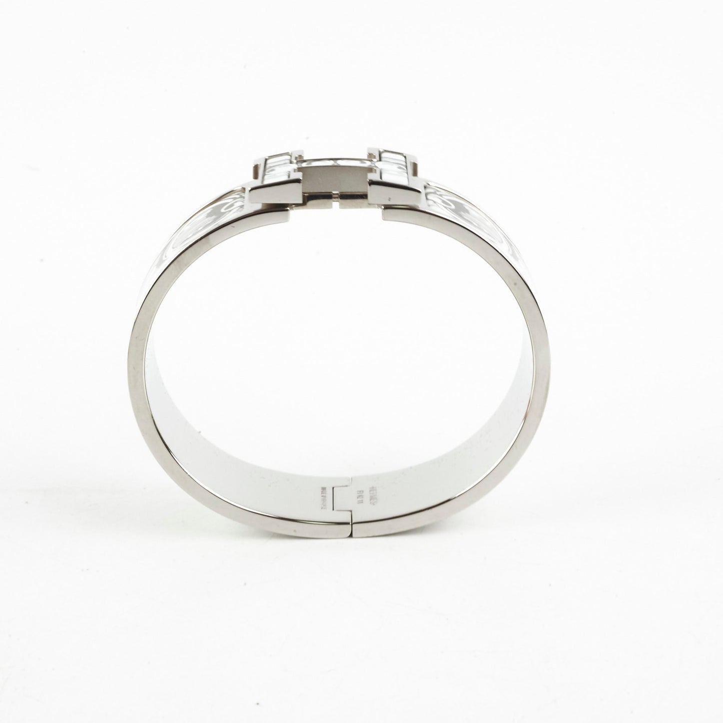 Hermes Clic H Bracelet Size GM  Platine/Blanc