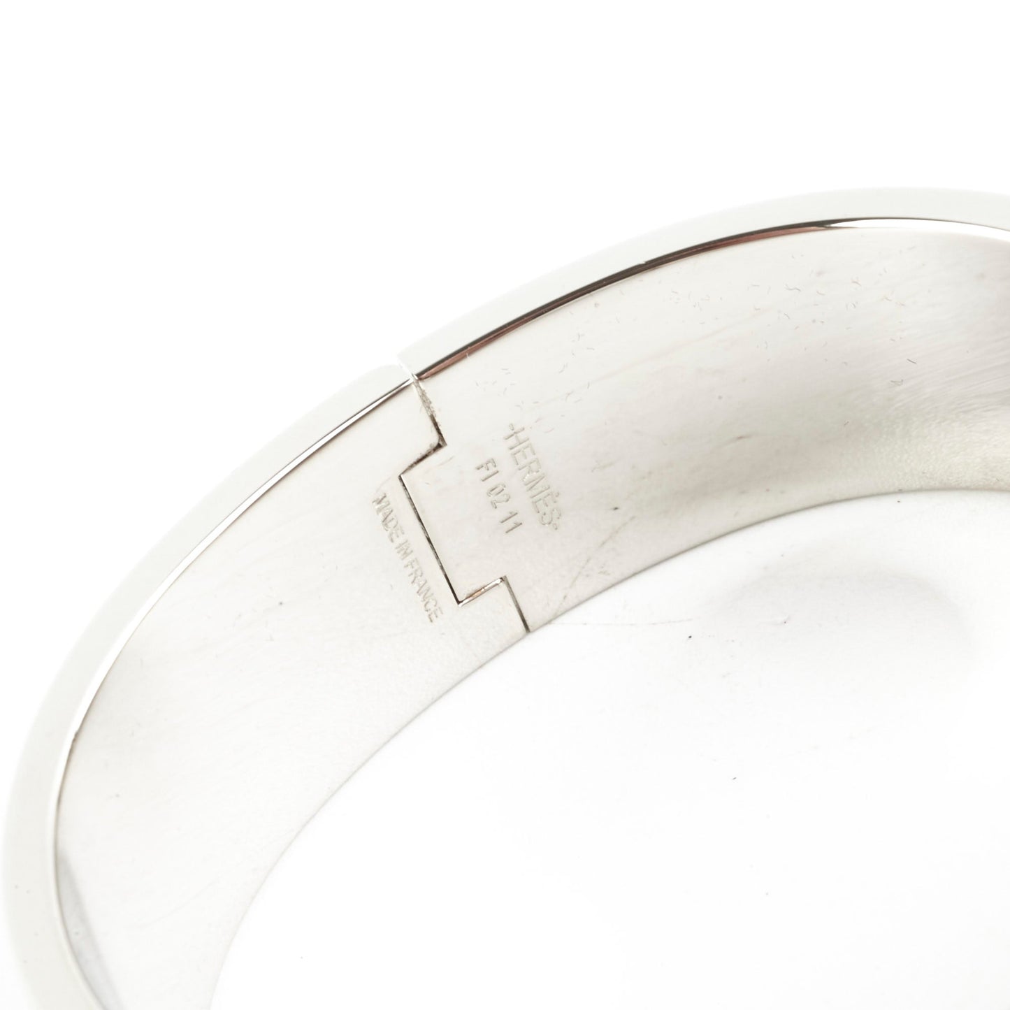 Hermes Clic H Bracelet Size GM  Platine/Blanc