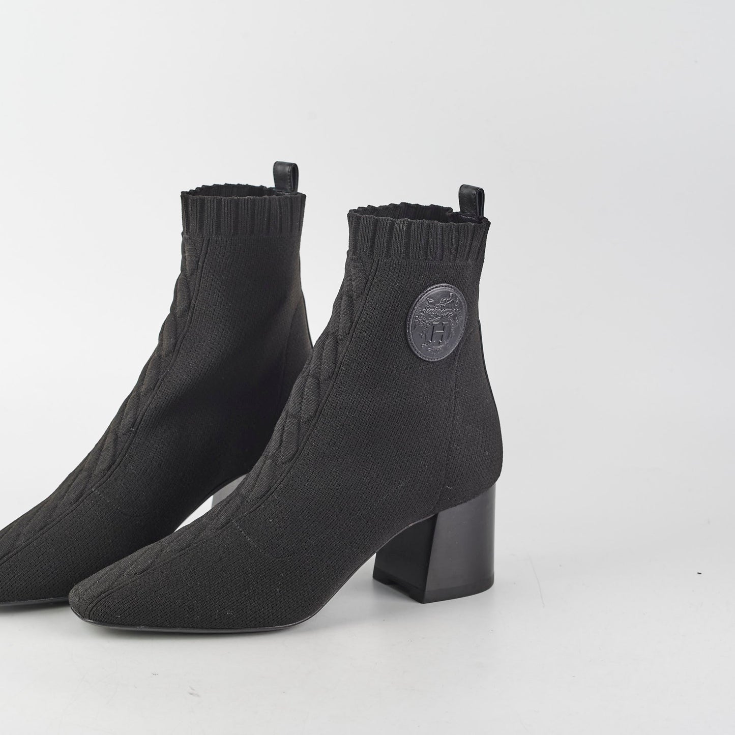 Hermes Black Knit Boots Size 37
